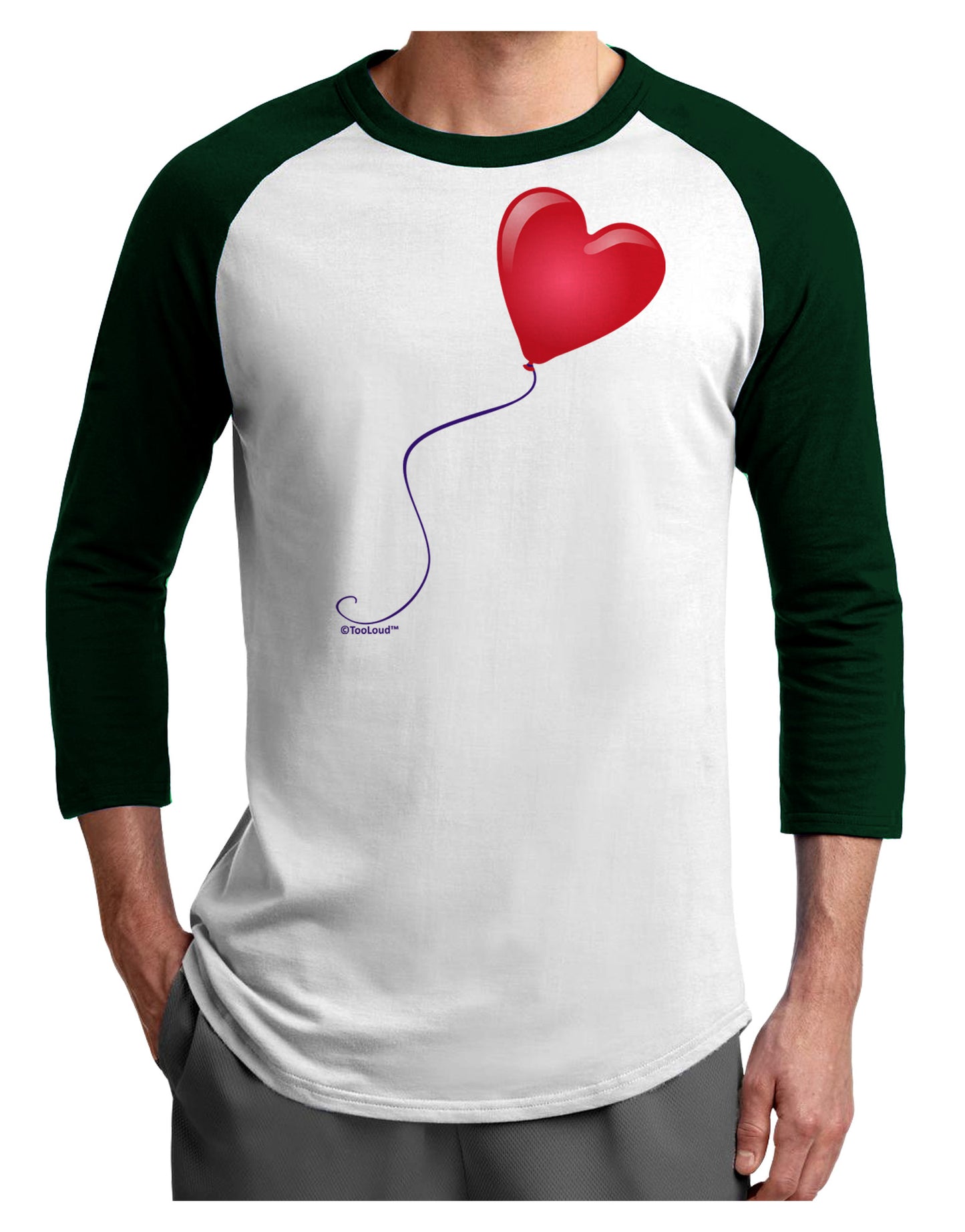 Cute Red Heart Balloon Adult Raglan Shirt-Raglan Shirt-TooLoud-White-Forest-X-Small-Davson Sales