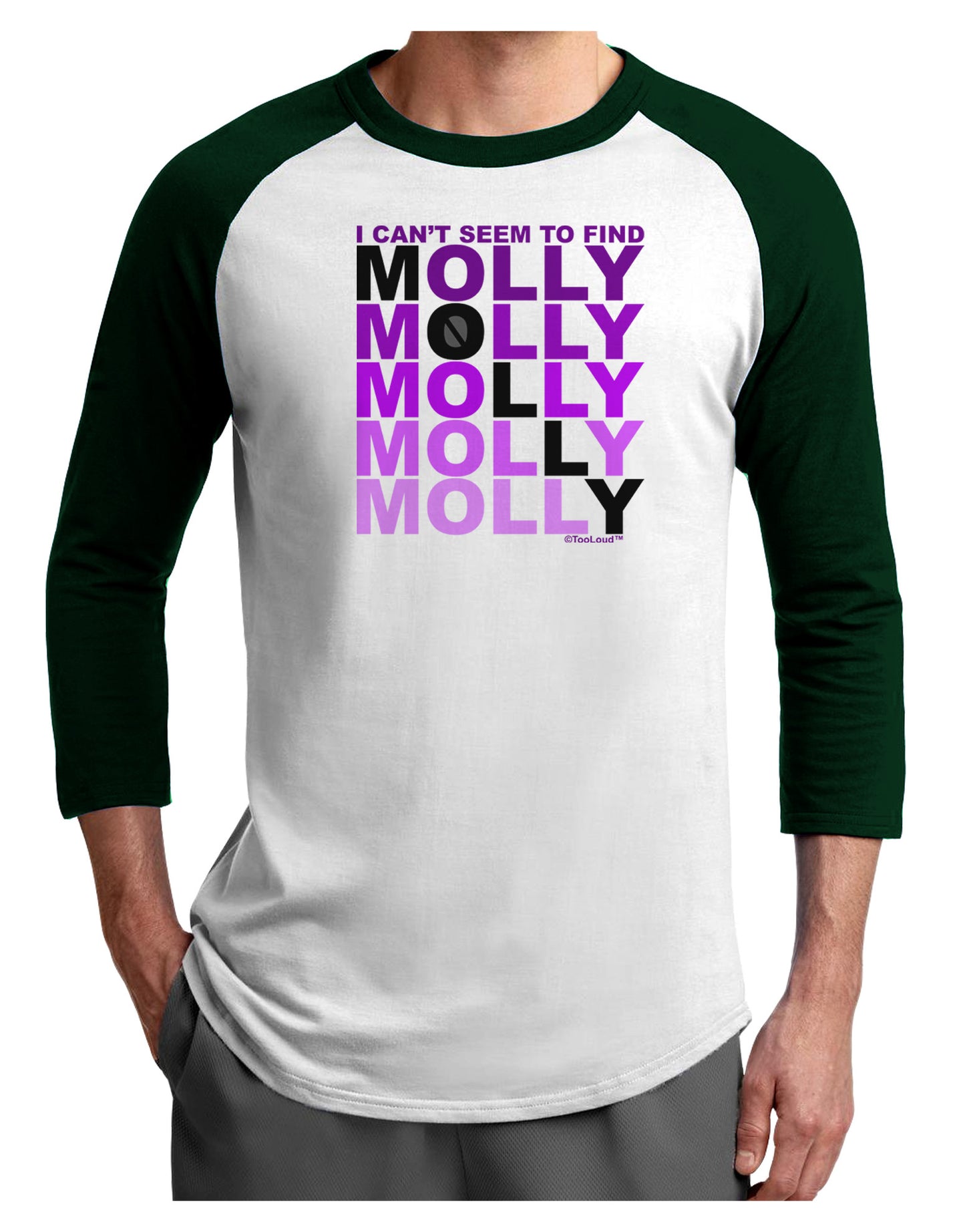 Find Molly Purple Adult Raglan Shirt-Raglan Shirt-TooLoud-White-Forest-X-Small-Davson Sales