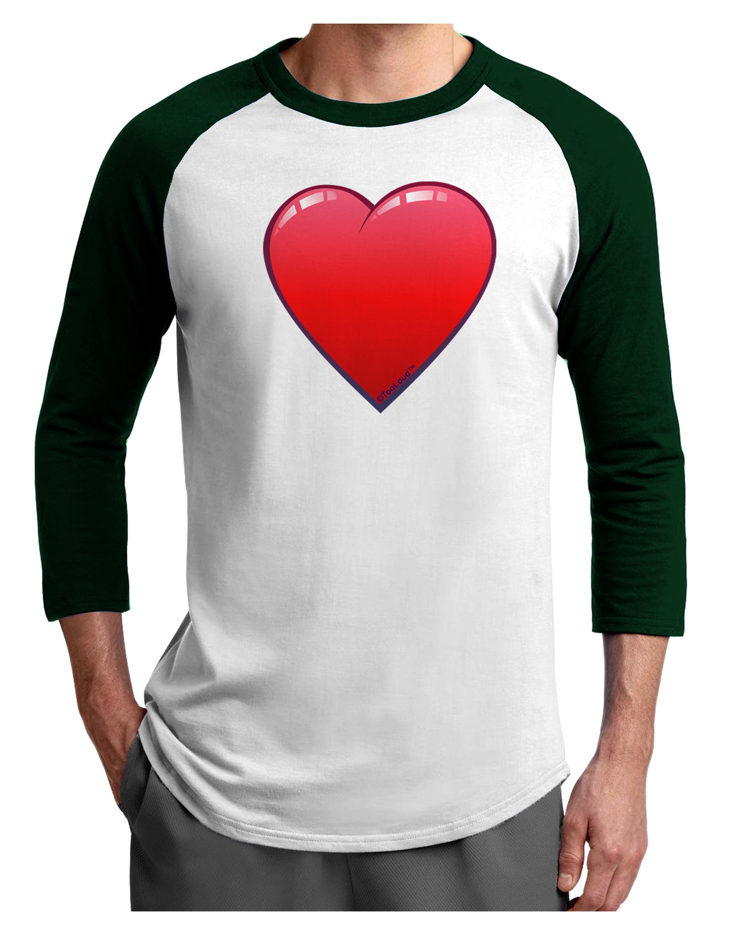 Cute Cartoon Heart Adult Raglan Shirt by-Raglan Shirt-TooLoud-White-Forest-X-Small-Davson Sales