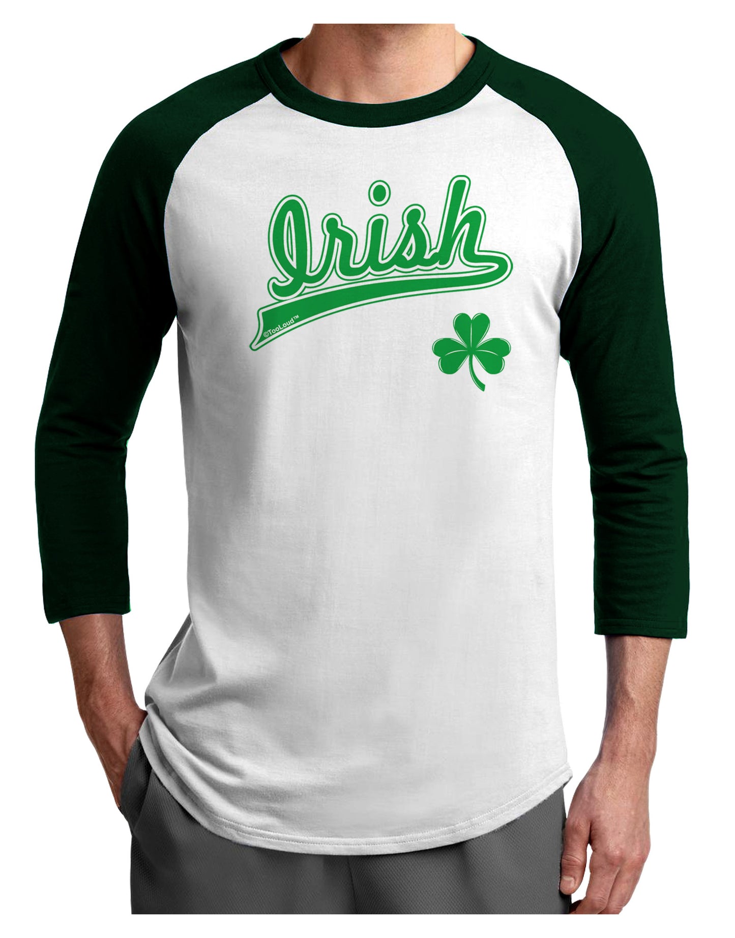 Irish Jersey Adult Raglan Shirt-TooLoud-White-Forest-X-Small-Davson Sales