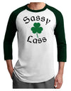 Sassy Lass St Patricks Day Adult Raglan Shirt-Raglan Shirt-TooLoud-White-Forest-X-Small-Davson Sales