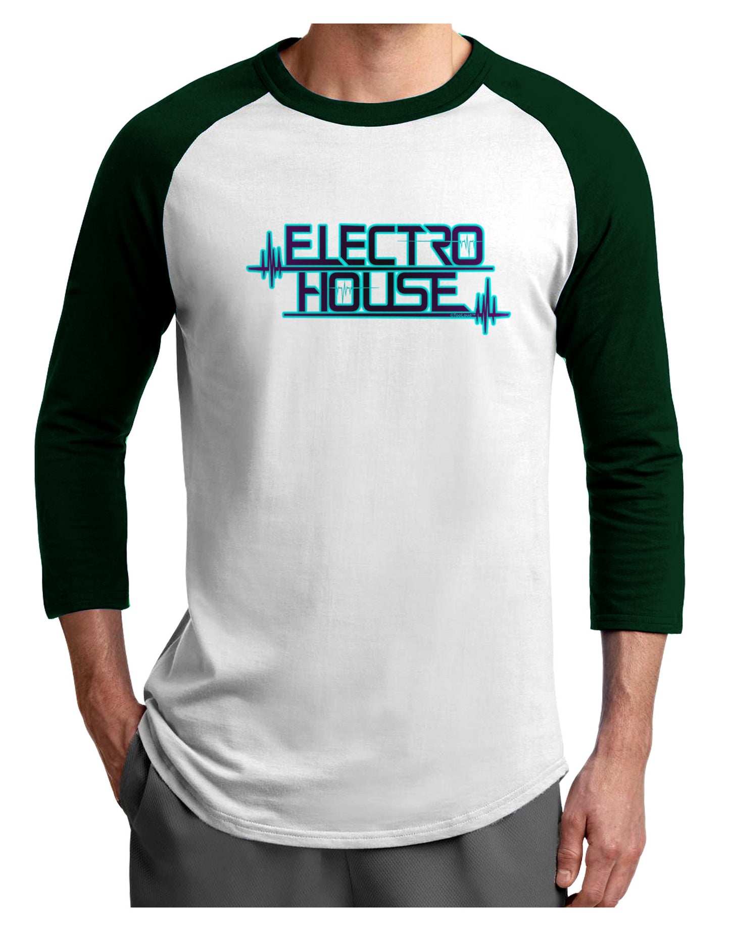 Electro House Bolt Adult Raglan Shirt-Raglan Shirt-TooLoud-White-Forest-X-Small-Davson Sales