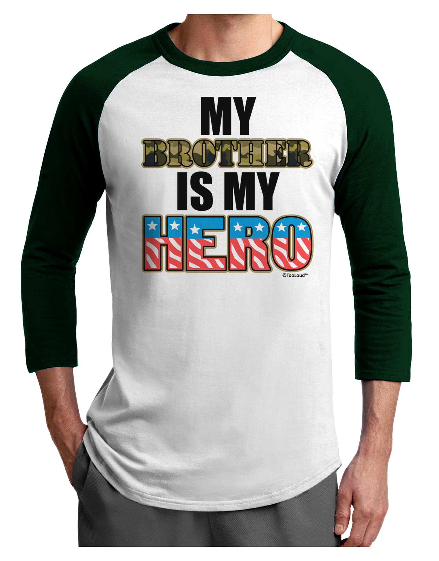 My Brother is My Hero - Armed Forces Adult Raglan Shirt by TooLoud-TooLoud-White-Forest-X-Small-Davson Sales