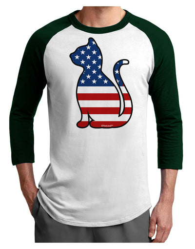 Patriotic Cat Design Adult Raglan Shirt by TooLoud-TooLoud-White-Forest-X-Small-Davson Sales