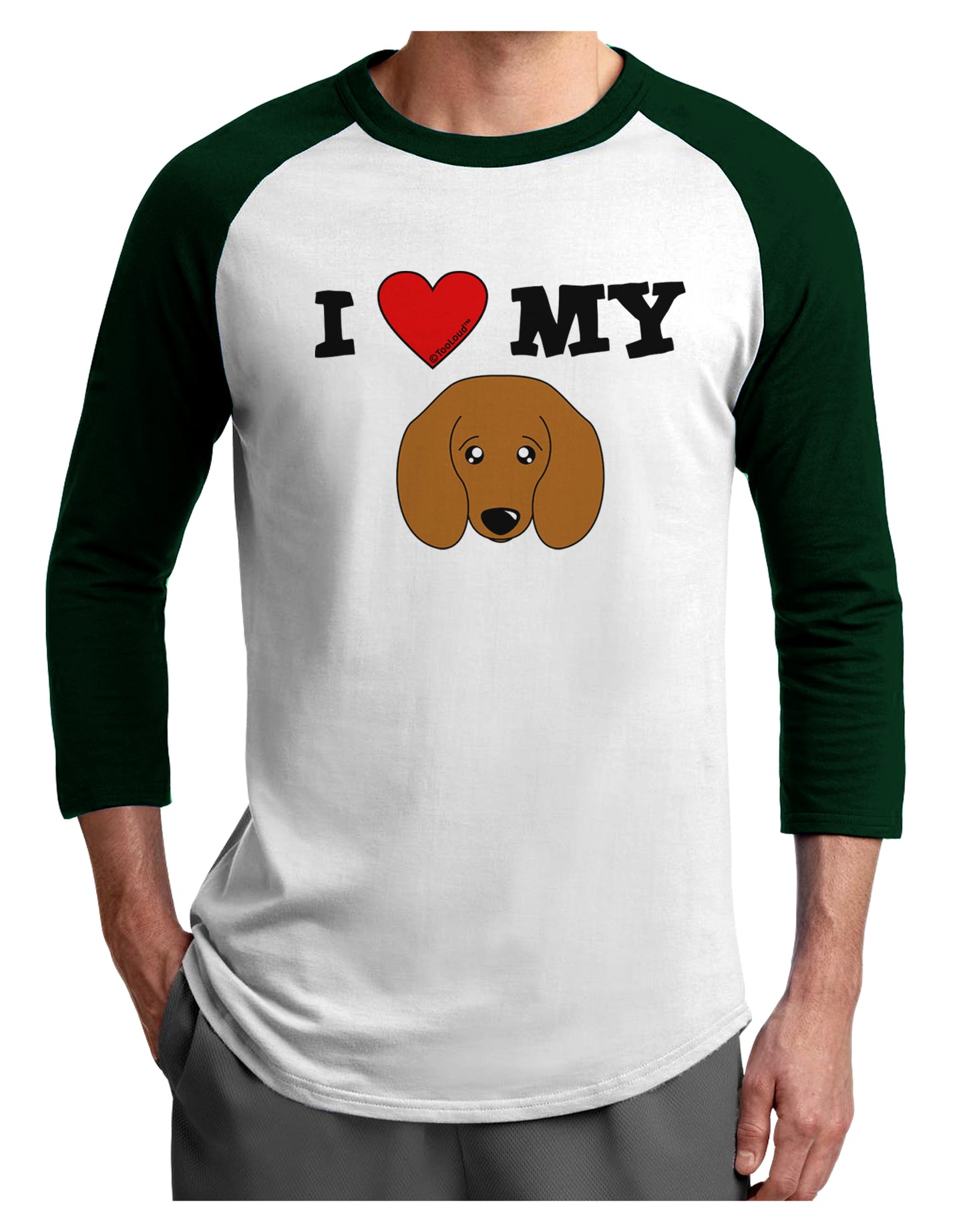 I Heart My - Cute Doxie Dachshund Dog Adult Raglan Shirt by TooLoud-TooLoud-White-Forest-X-Small-Davson Sales