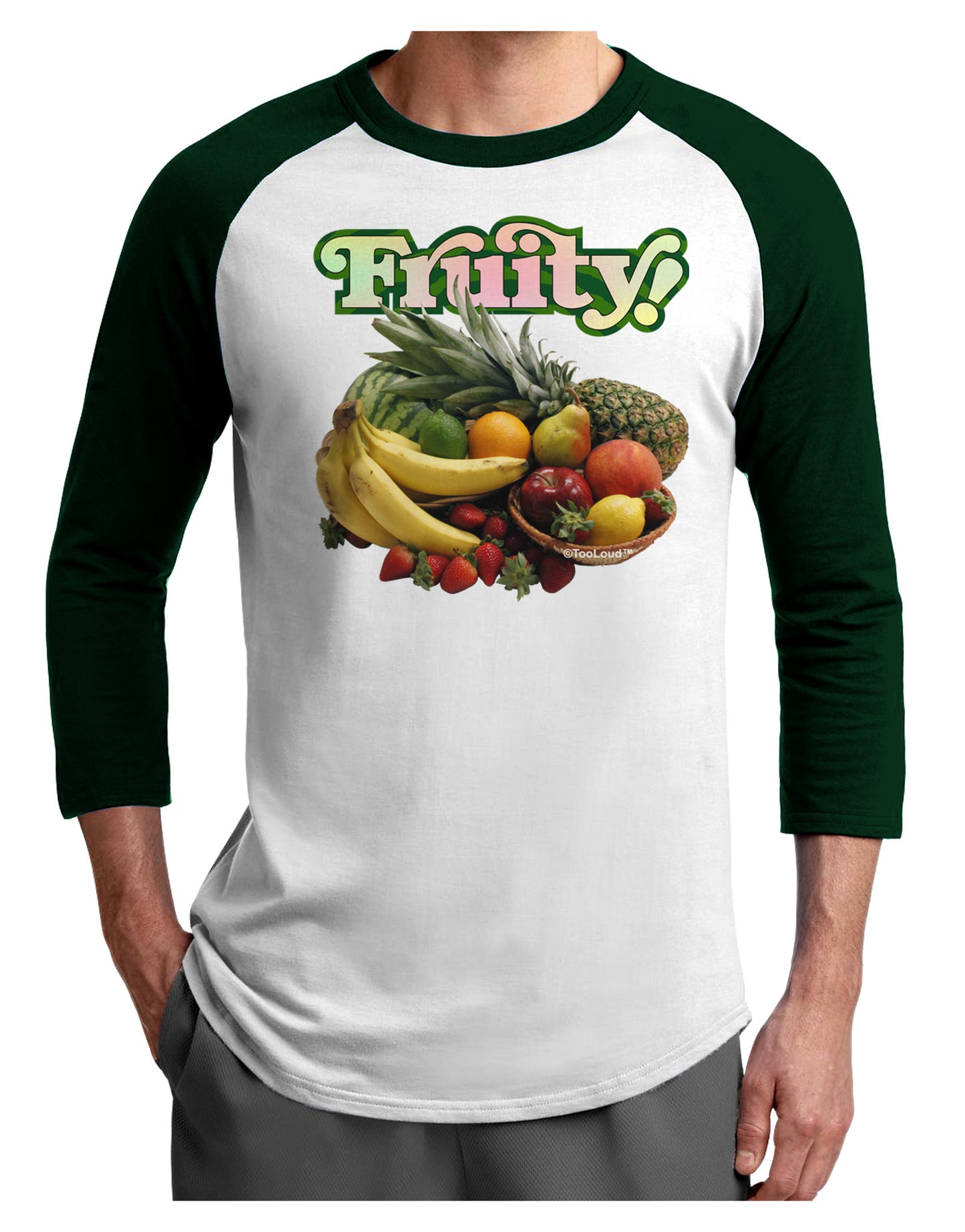 Fruity Fruit Basket Adult Raglan Shirt-Raglan Shirt-TooLoud-White-Forest-X-Small-Davson Sales