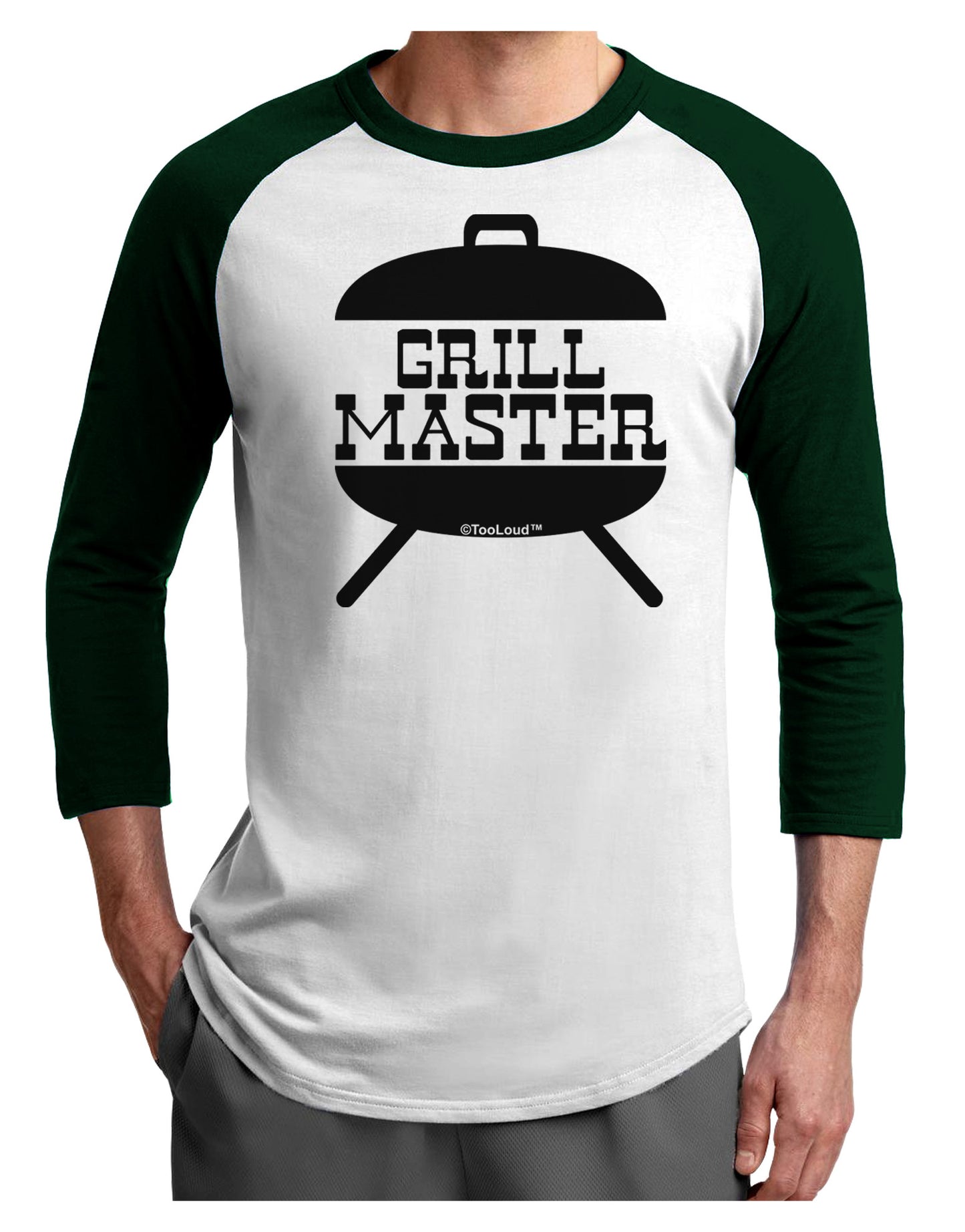 Grill Master Grill Design Adult Raglan Shirt-Raglan Shirt-TooLoud-White-Forest-X-Small-Davson Sales