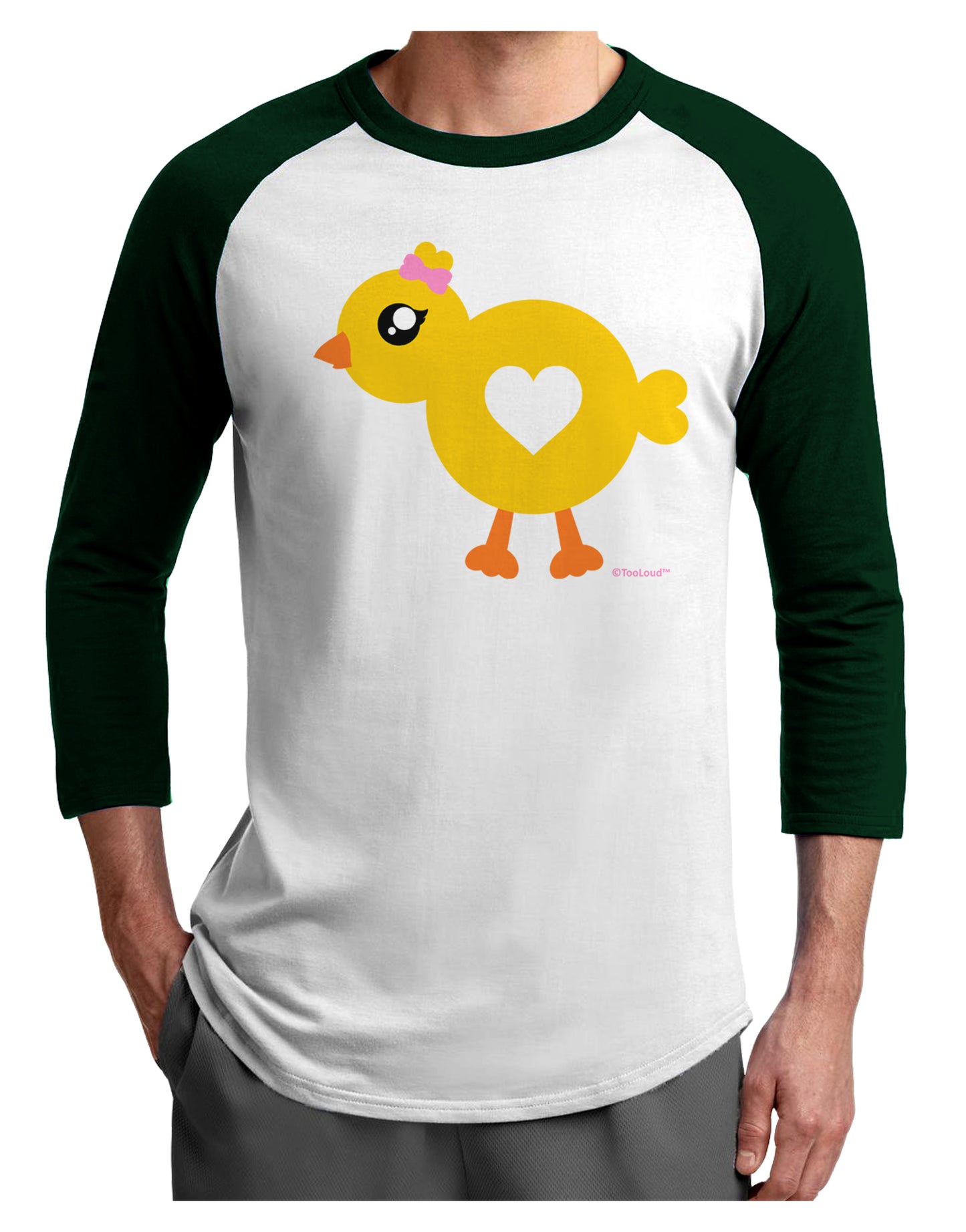Cute Chick with Bow Adult Raglan Shirt by TooLoud-TooLoud-White-Forest-X-Small-Davson Sales