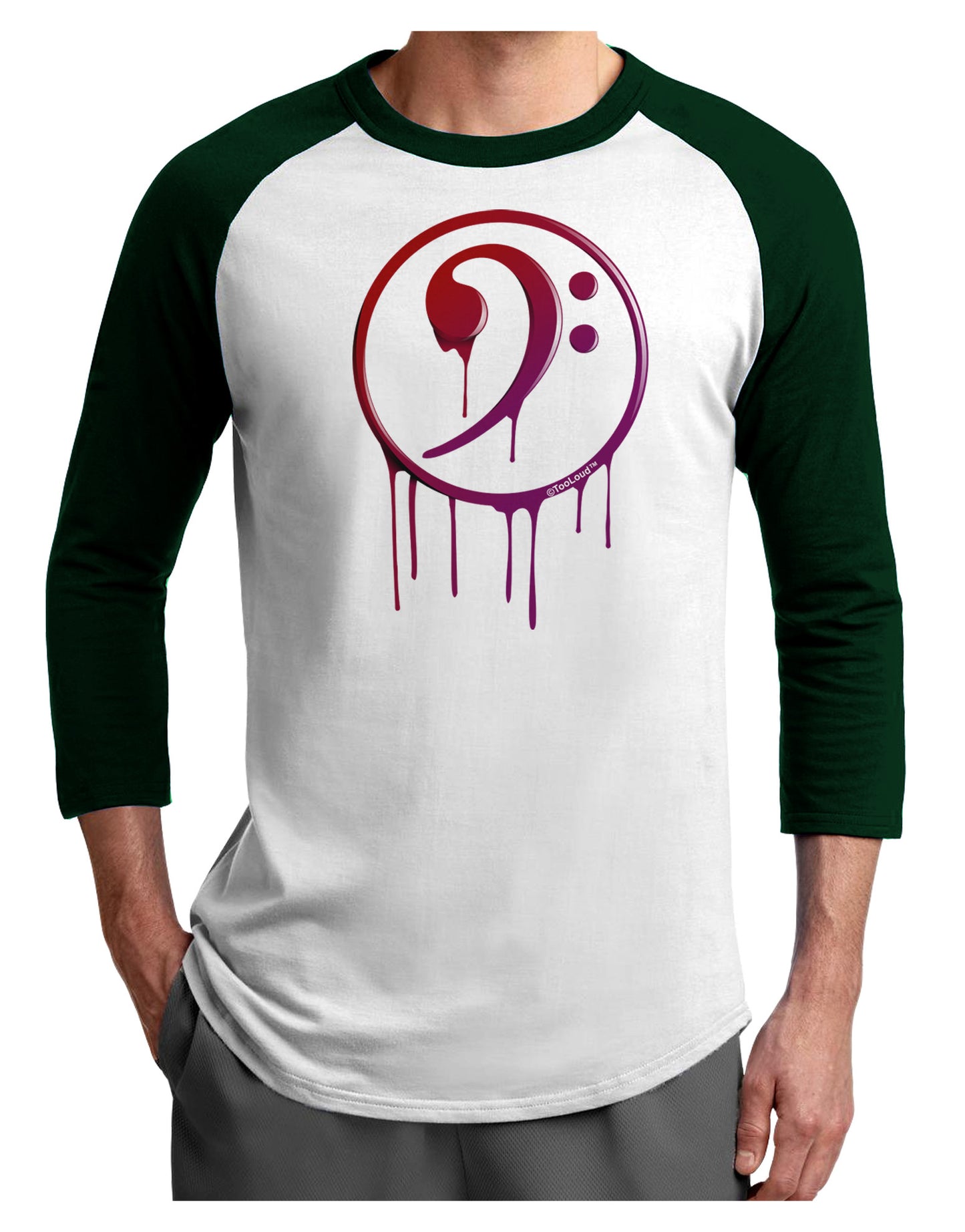 Dripping Bass Symbol Adult Raglan Shirt-Raglan Shirt-TooLoud-White-Forest-X-Small-Davson Sales