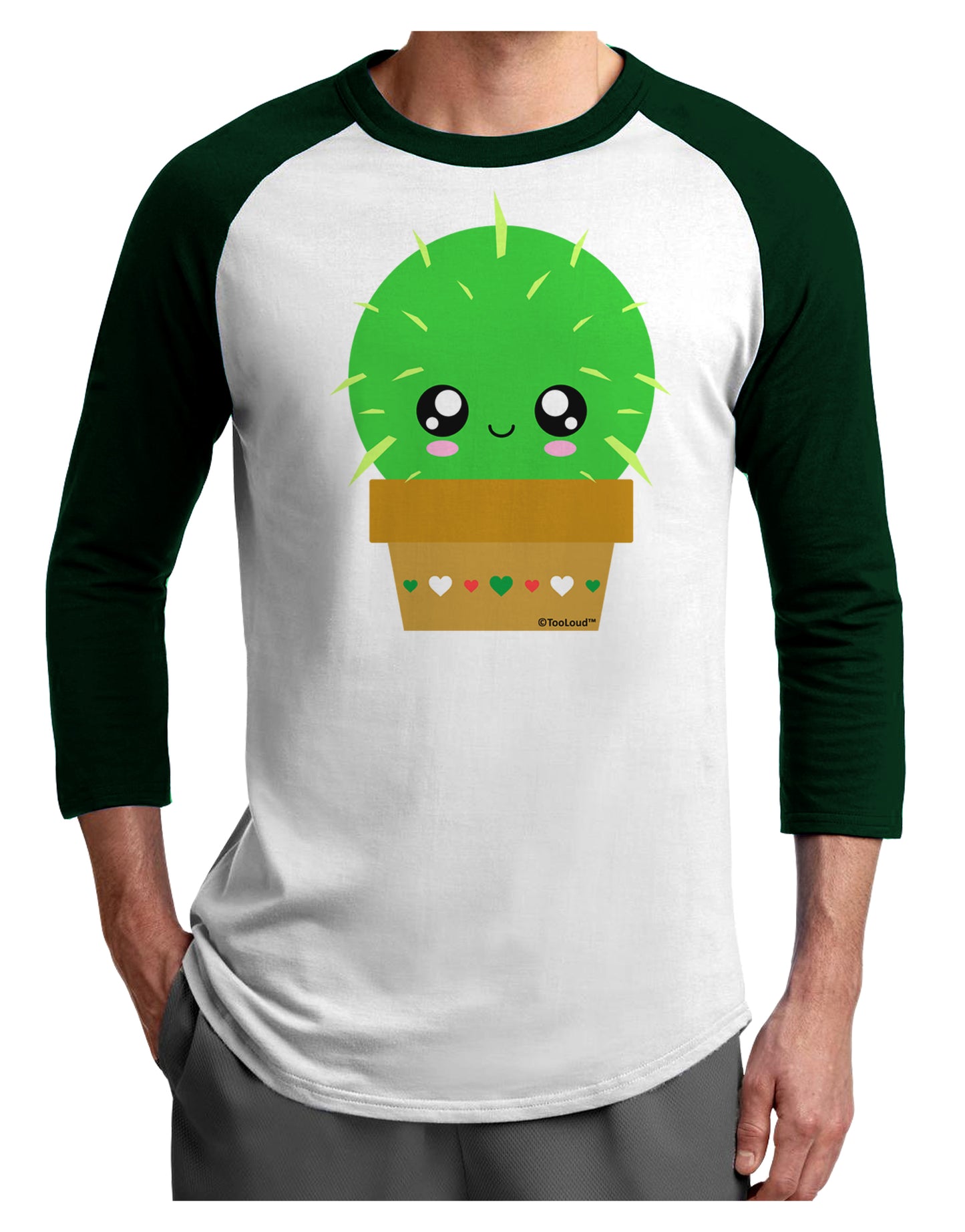 Cute Cactus Design Adult Raglan Shirt by TooLoud-TooLoud-White-Forest-X-Small-Davson Sales