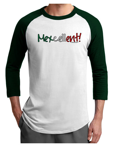 Mexcellent Flag Color - Cinco De Mayo Adult Raglan Shirt-TooLoud-White-Forest-X-Small-Davson Sales