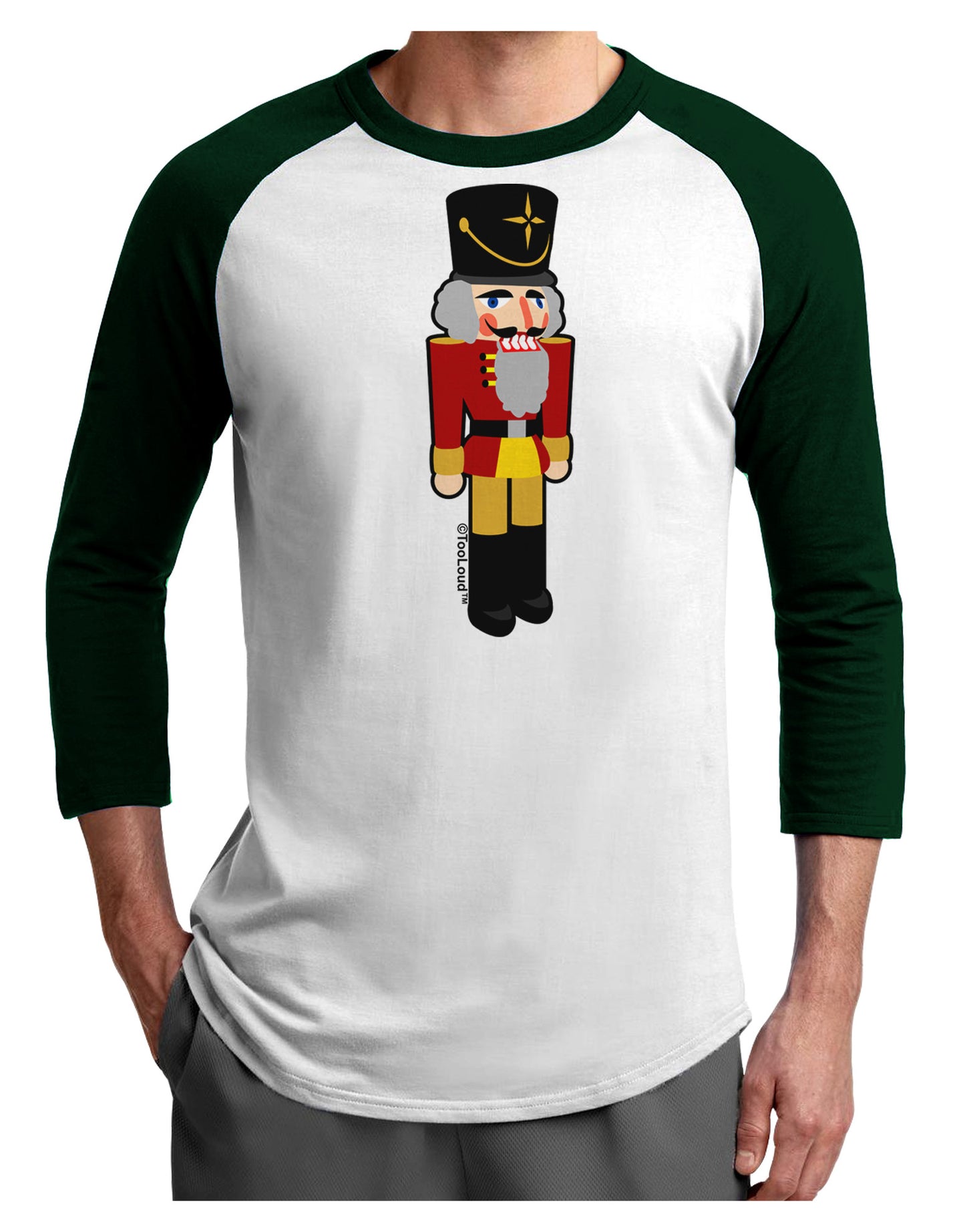 Festive Nutcracker - No Text Adult Raglan Shirt by-Raglan Shirt-TooLoud-White-Forest-X-Small-Davson Sales