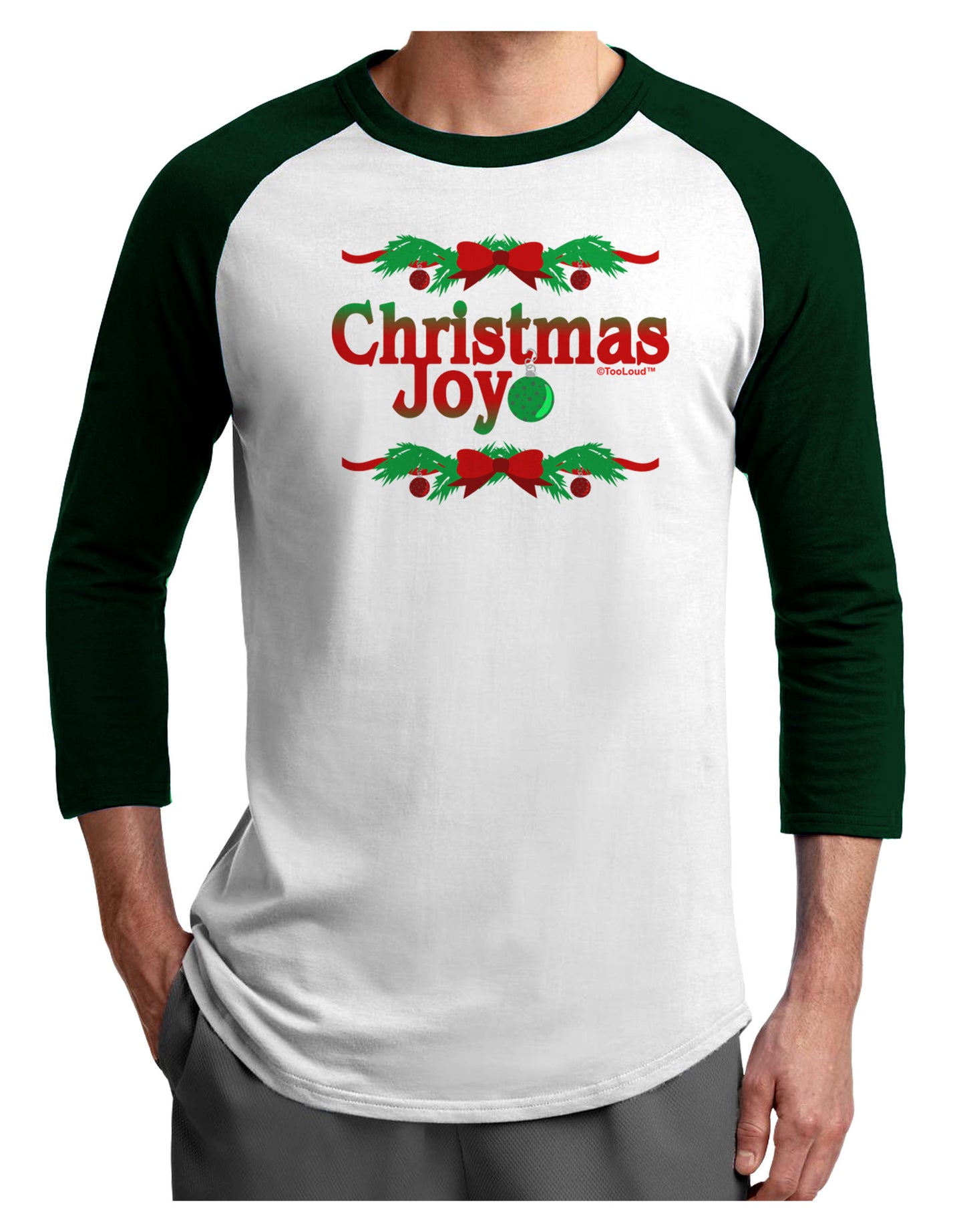 Christmas Joy Color Adult Raglan Shirt-Raglan Shirt-TooLoud-White-Forest-X-Small-Davson Sales