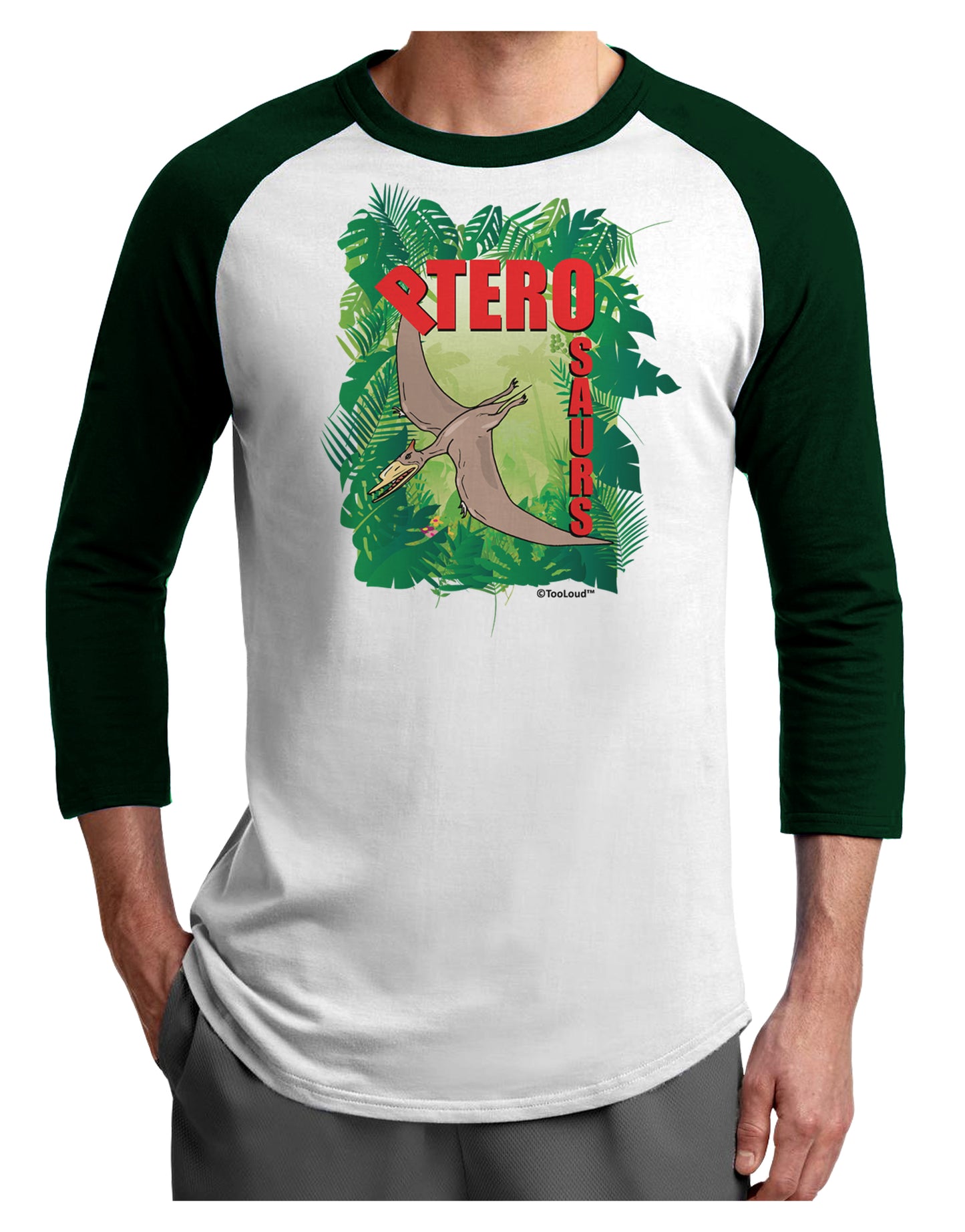 Pterosaurs - With Name Adult Raglan Shirt by TooLoud-TooLoud-White-Forest-X-Small-Davson Sales