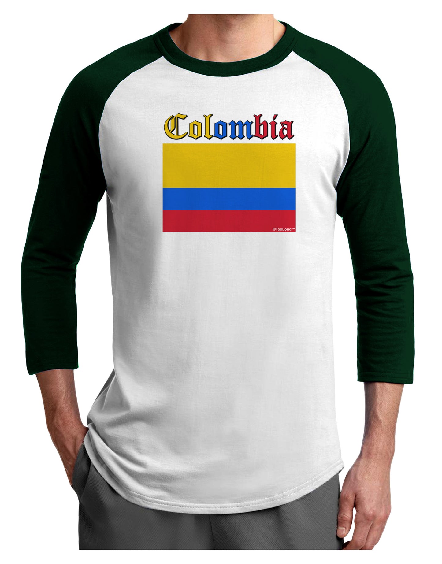 Colombia Flag Adult Raglan Shirt-Raglan Shirt-TooLoud-White-Forest-X-Small-Davson Sales