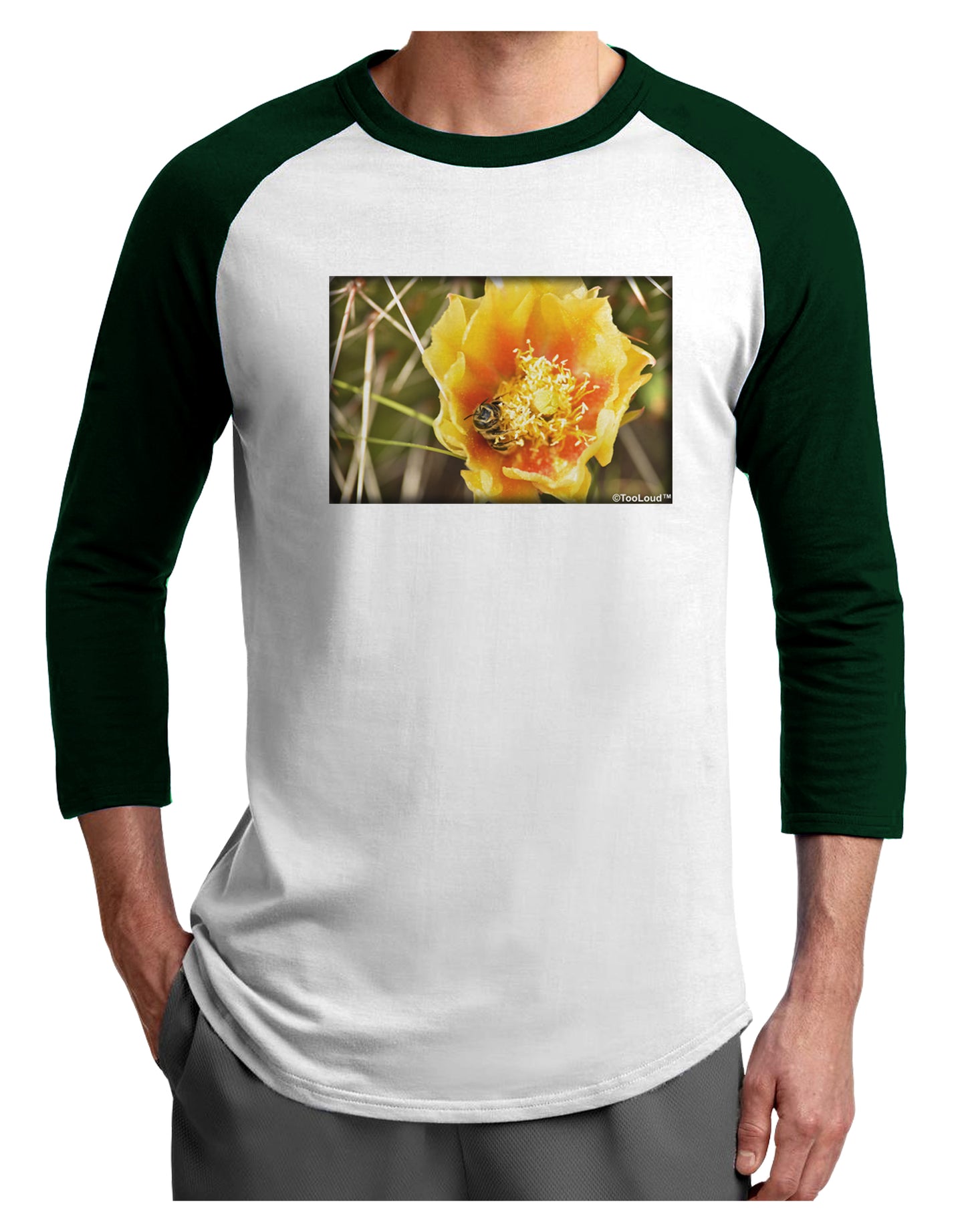 Bee Cactus Adult Raglan Shirt-Raglan Shirt-TooLoud-White-Forest-X-Small-Davson Sales