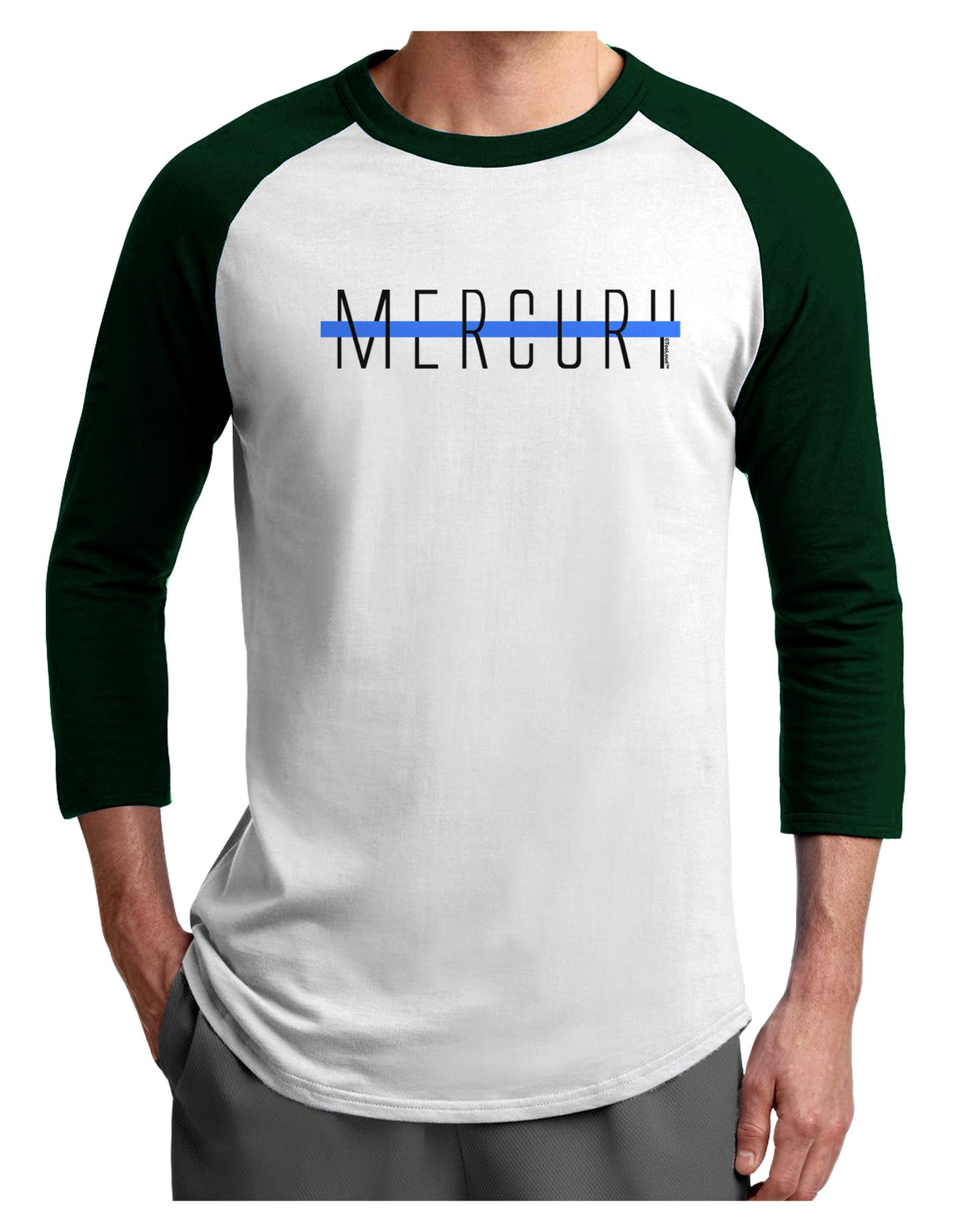 Planet Mercury Text Only Adult Raglan Shirt-Raglan Shirt-TooLoud-White-Forest-X-Small-Davson Sales