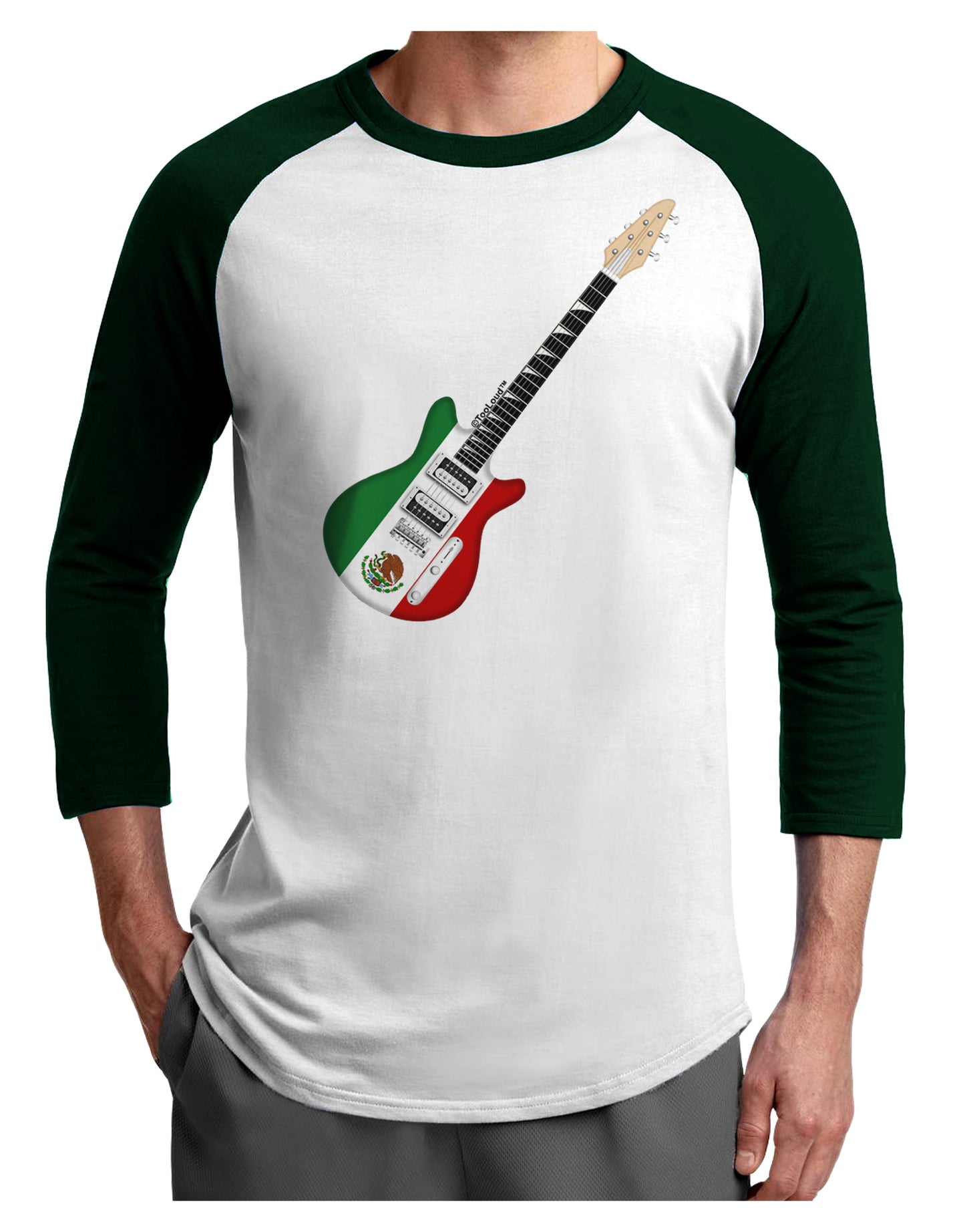Mexican Flag Guitar Design Adult Raglan Shirt by TooLoud-TooLoud-White-Forest-X-Small-Davson Sales