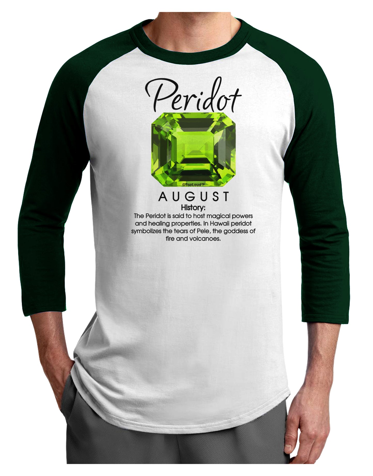 Birthstone Peridot Adult Raglan Shirt-Raglan Shirt-TooLoud-White-Forest-X-Small-Davson Sales