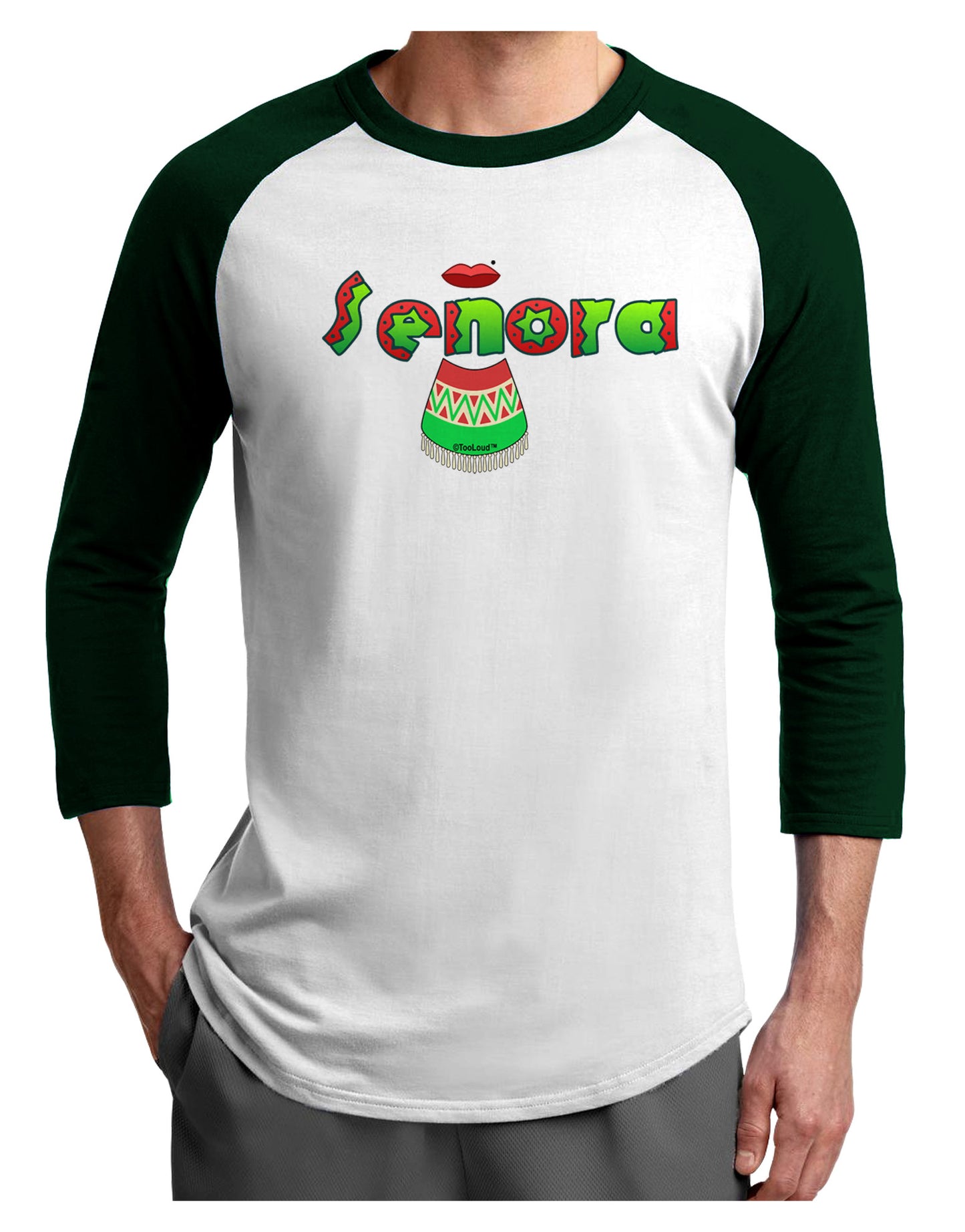 Senora Poncho Adult Raglan Shirt-Raglan Shirt-TooLoud-White-Forest-X-Small-Davson Sales