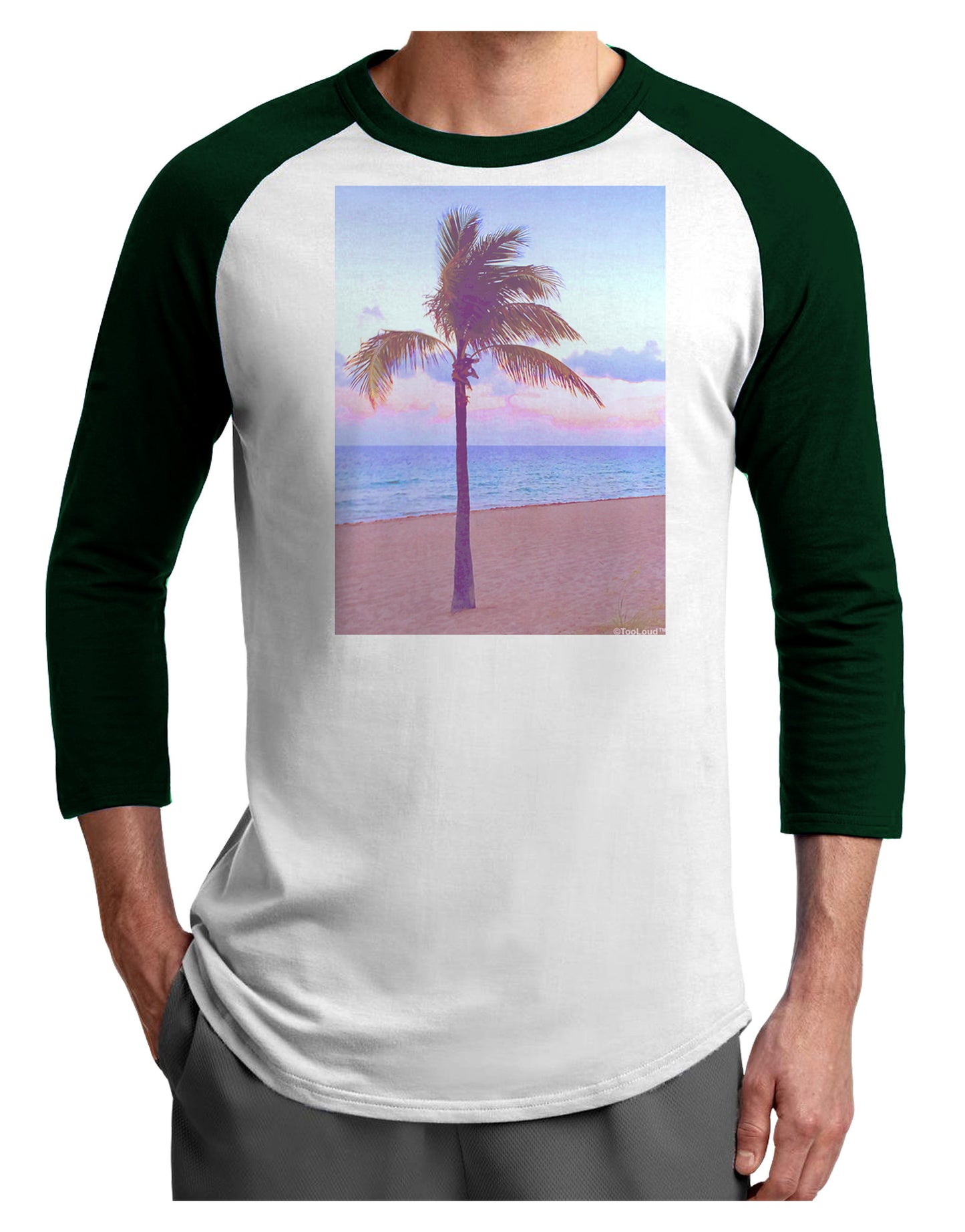 Palm Tree Beach Filter Adult Raglan Shirt-Raglan Shirt-TooLoud-White-Forest-X-Small-Davson Sales
