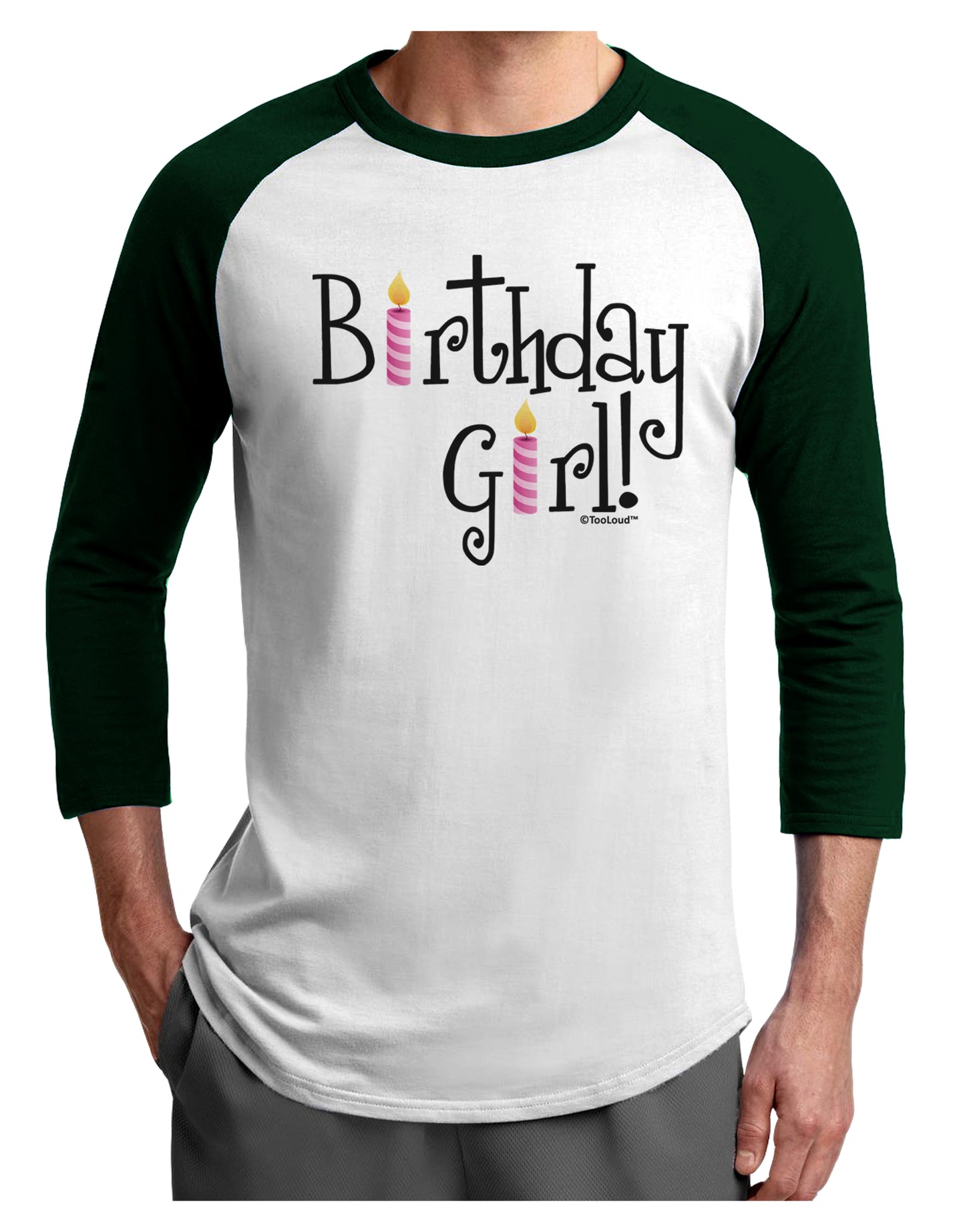 Birthday Girl - Birthday Candles Adult Raglan Shirt by TooLoud-Raglan Shirt-TooLoud-White-Forest-X-Small-Davson Sales
