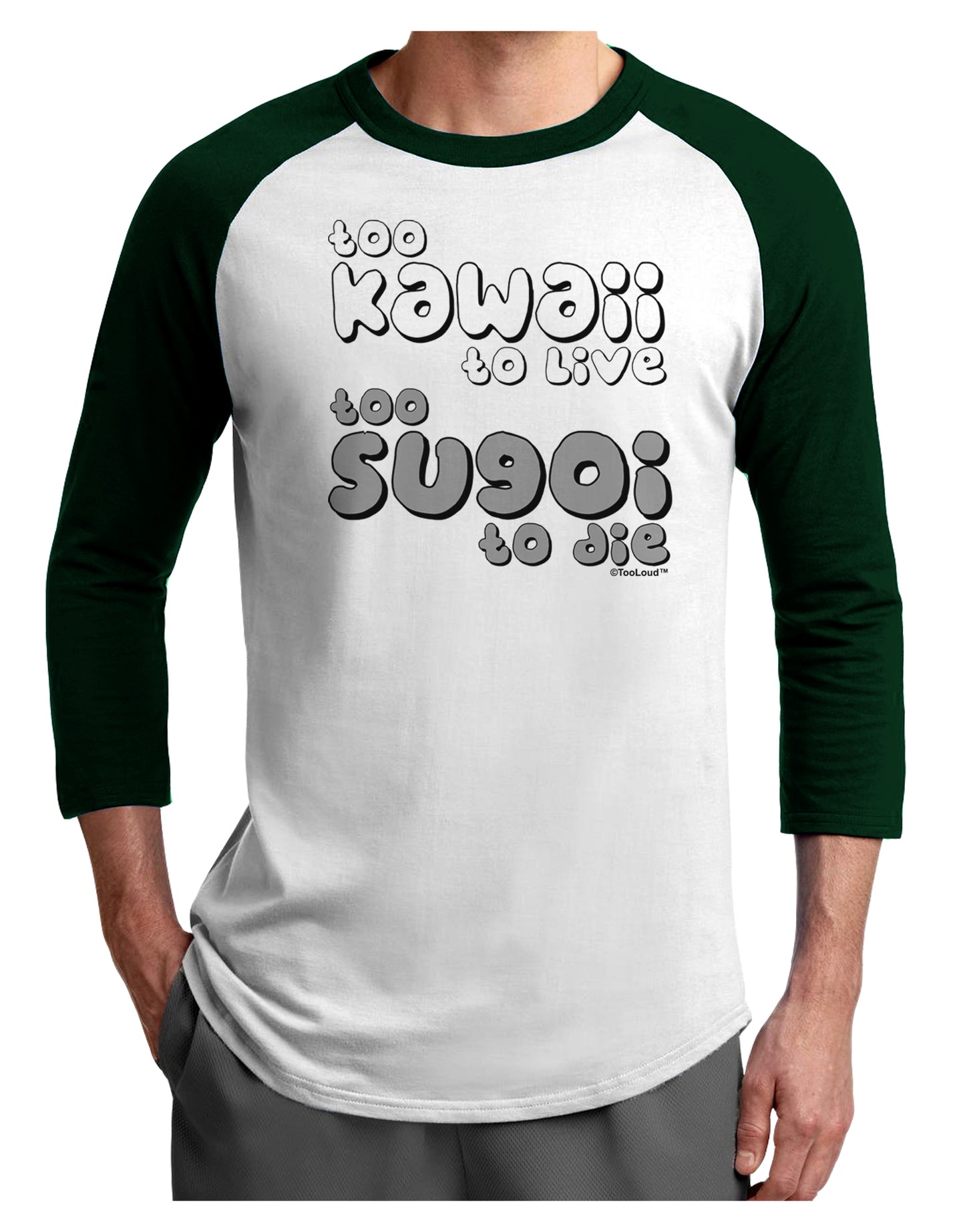 Too Kawaii to Live - B&W Adult Raglan Shirt by TooLoud-TooLoud-White-Forest-X-Small-Davson Sales