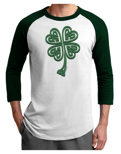 3D Style Celtic Knot 4 Leaf Clover Adult Raglan Shirt-Raglan Shirt-TooLoud-White-Forest-X-Small-Davson Sales