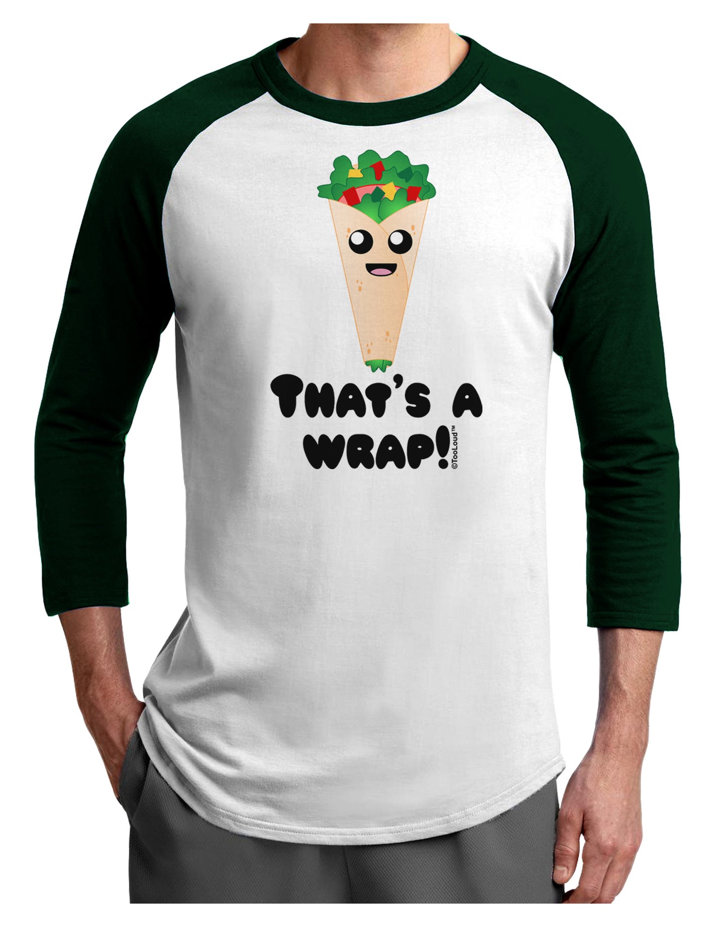 Thats A Wrap Cute Wrap Adult Raglan Shirt-TooLoud-White-Forest-X-Small-Davson Sales