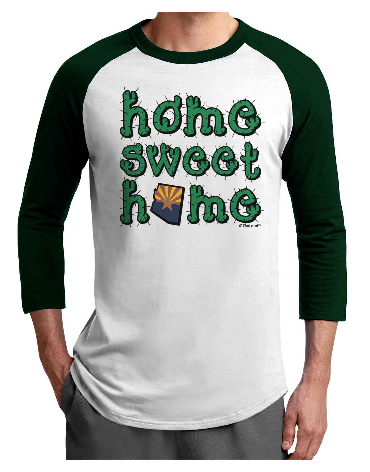 Home Sweet Home - Arizona - Cactus and State Flag Adult Raglan Shirt by TooLoud-TooLoud-White-Forest-X-Small-Davson Sales