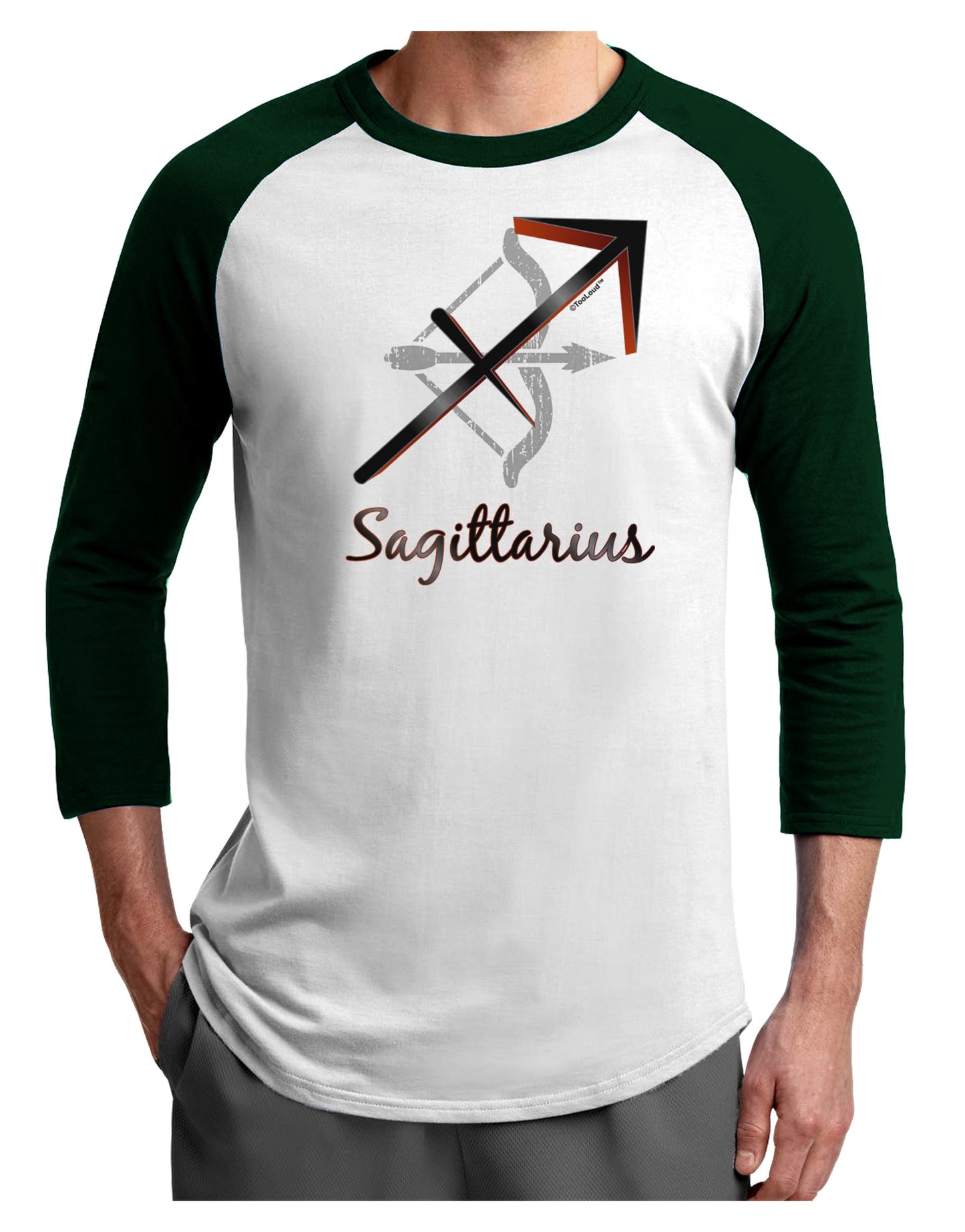 Sagittarius Symbol Adult Raglan Shirt-TooLoud-White-Forest-X-Small-Davson Sales