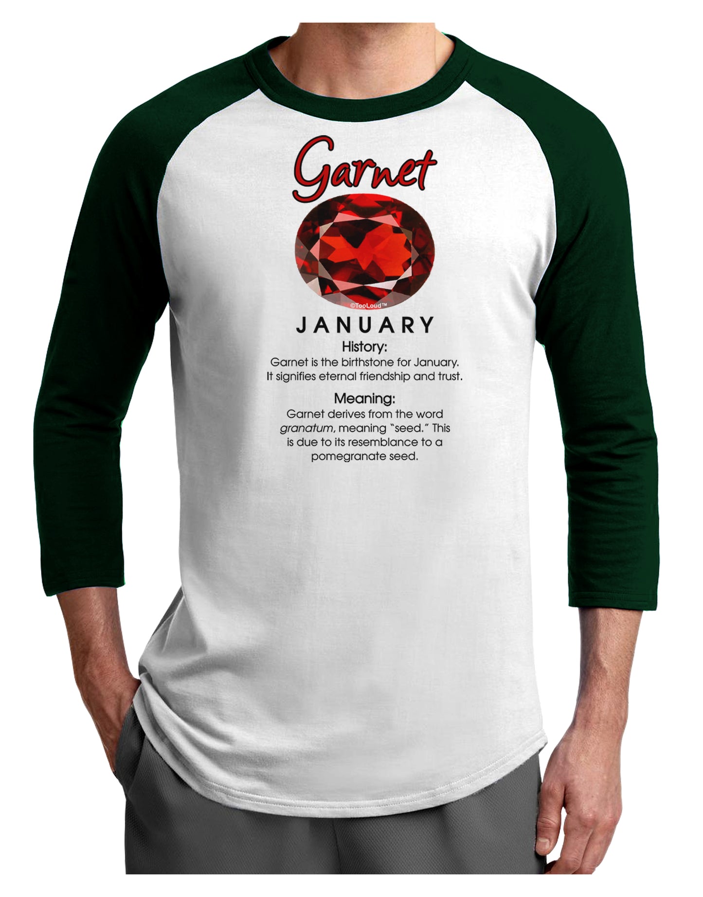 Birthstone Garnet Adult Raglan Shirt-Raglan Shirt-TooLoud-White-Forest-X-Small-Davson Sales