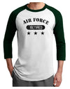 Retired Air Force Adult Raglan Shirt-TooLoud-White-Forest-X-Small-Davson Sales