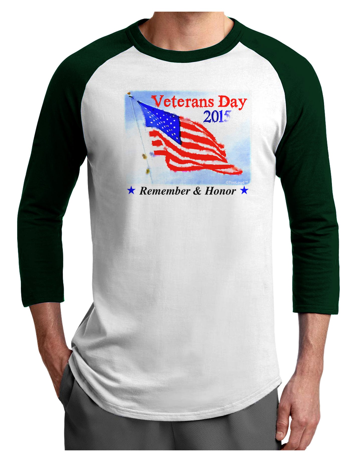 Veterans Day 2015 WaterColor Adult Raglan Shirt-Raglan Shirt-TooLoud-White-Forest-X-Small-Davson Sales