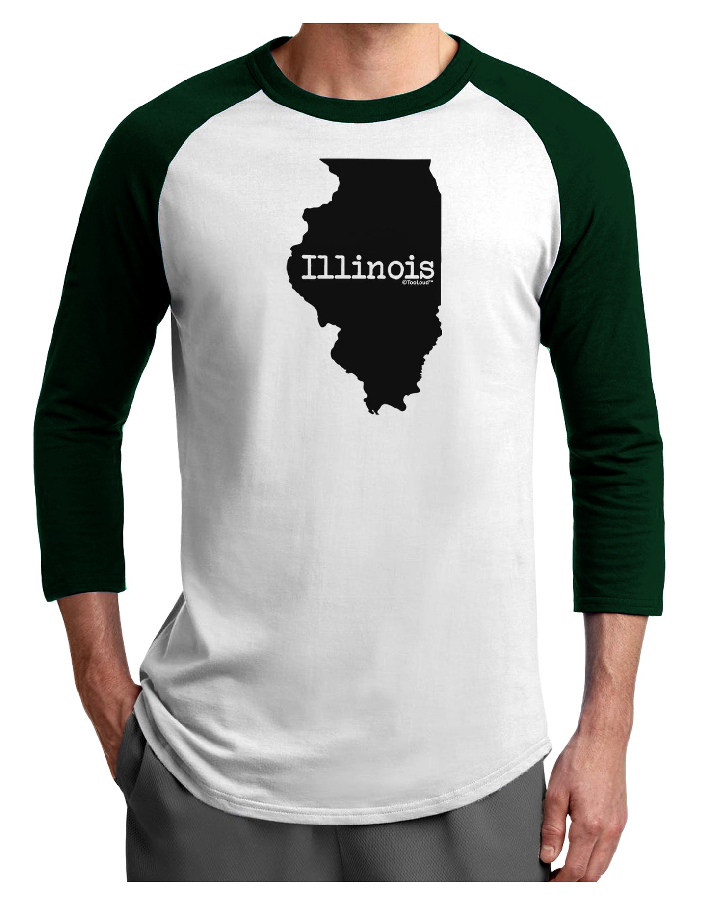 Illinois - United States Shape Adult Raglan Shirt by TooLoud-TooLoud-White-Forest-X-Small-Davson Sales