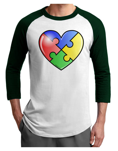 Big Puzzle Heart - Autism Awareness Adult Raglan Shirt by TooLoud-TooLoud-White-Forest-X-Small-Davson Sales