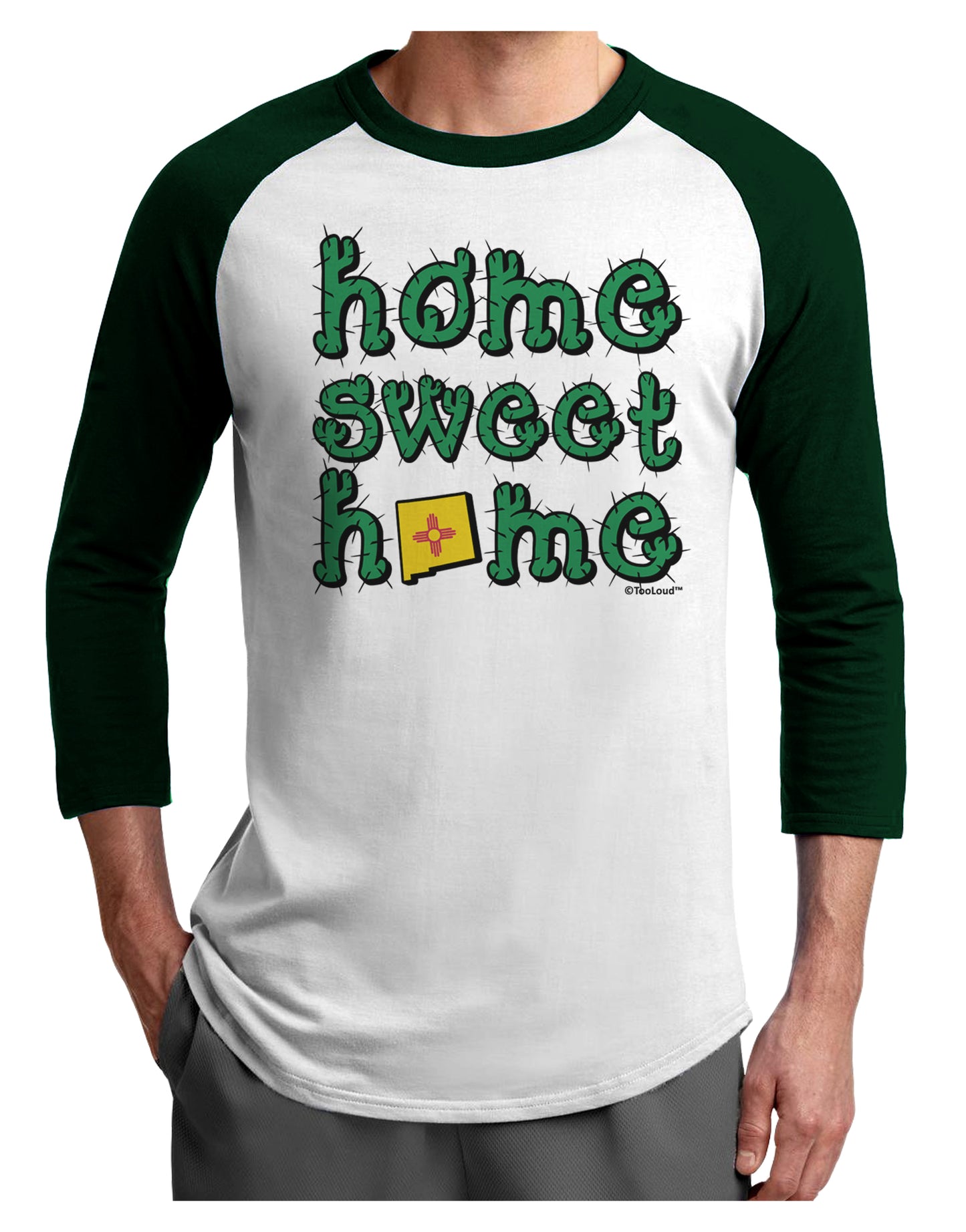Home Sweet Home - New Mexico - Cactus and State Flag Adult Raglan Shirt by TooLoud-TooLoud-White-Forest-X-Small-Davson Sales