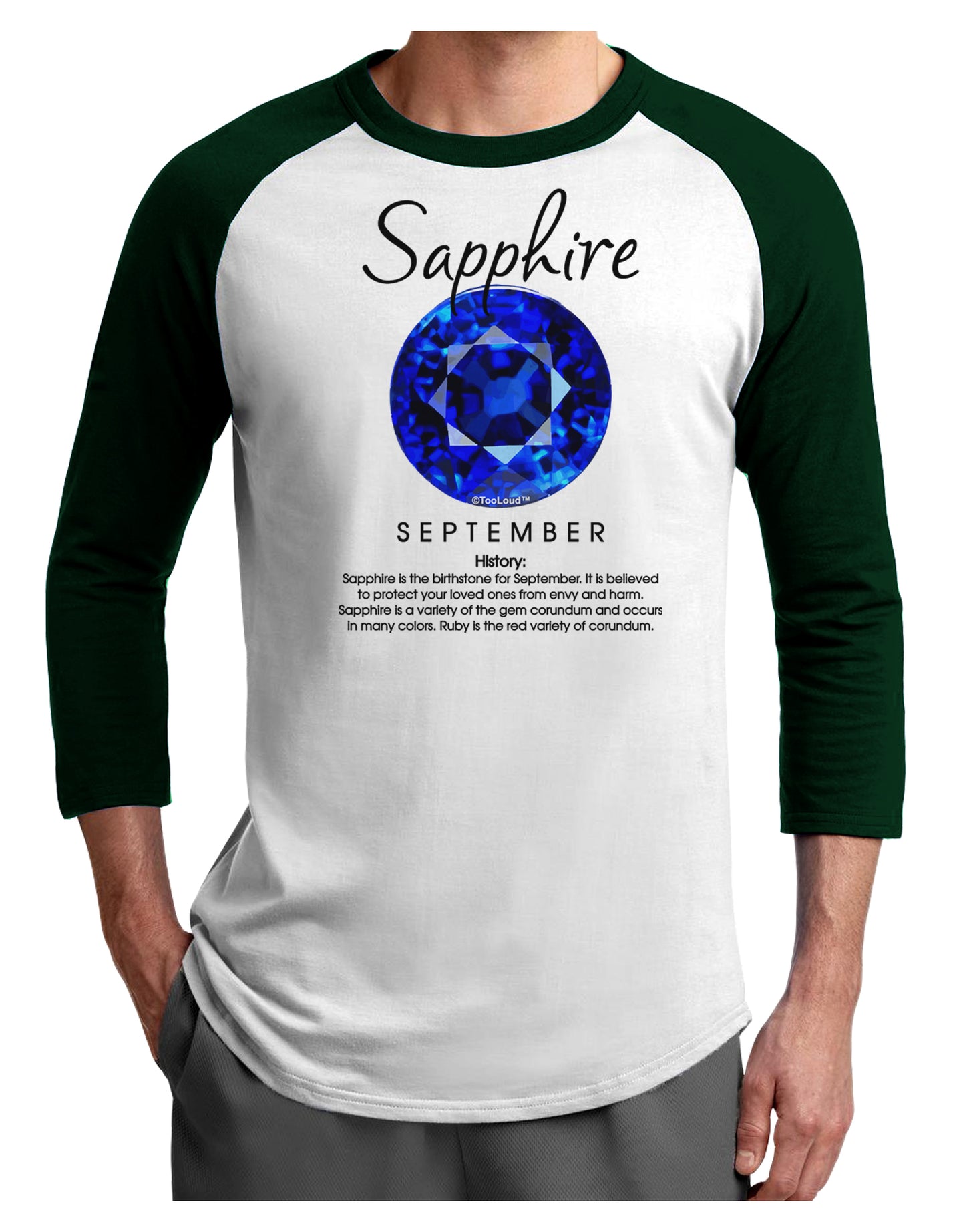 Birthstone Sapphire Adult Raglan Shirt-Raglan Shirt-TooLoud-White-Forest-X-Small-Davson Sales