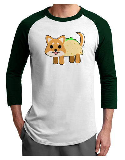 Cute Taco Dog Adult Raglan Shirt-TooLoud-White-Forest-X-Small-Davson Sales