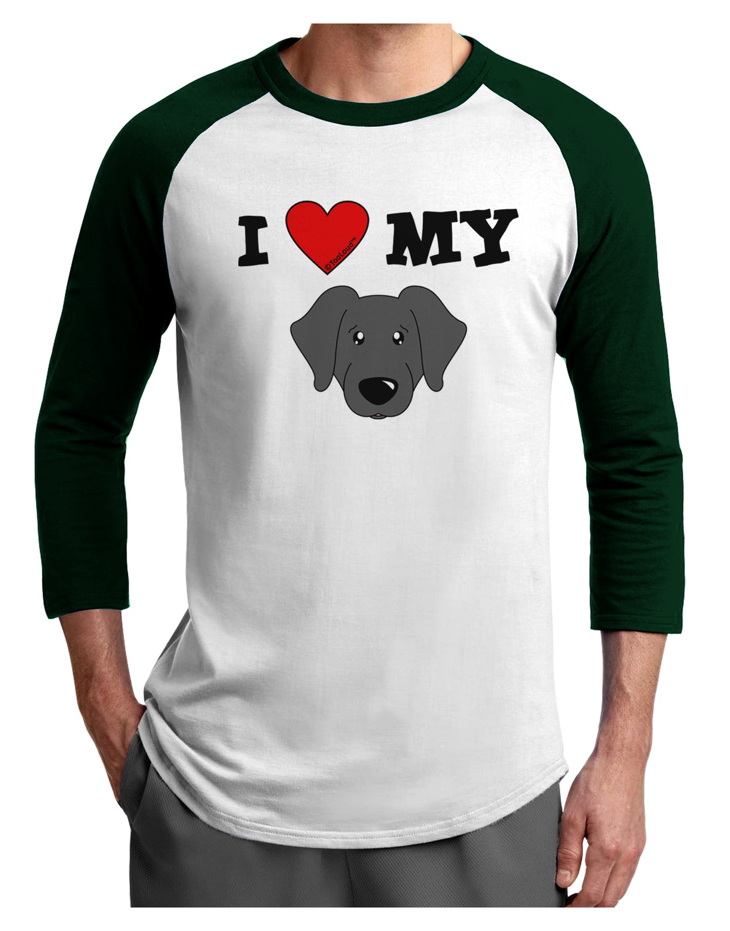 I Heart My - Cute Black Labrador Retriever Dog Adult Raglan Shirt by TooLoud-TooLoud-White-Forest-X-Small-Davson Sales
