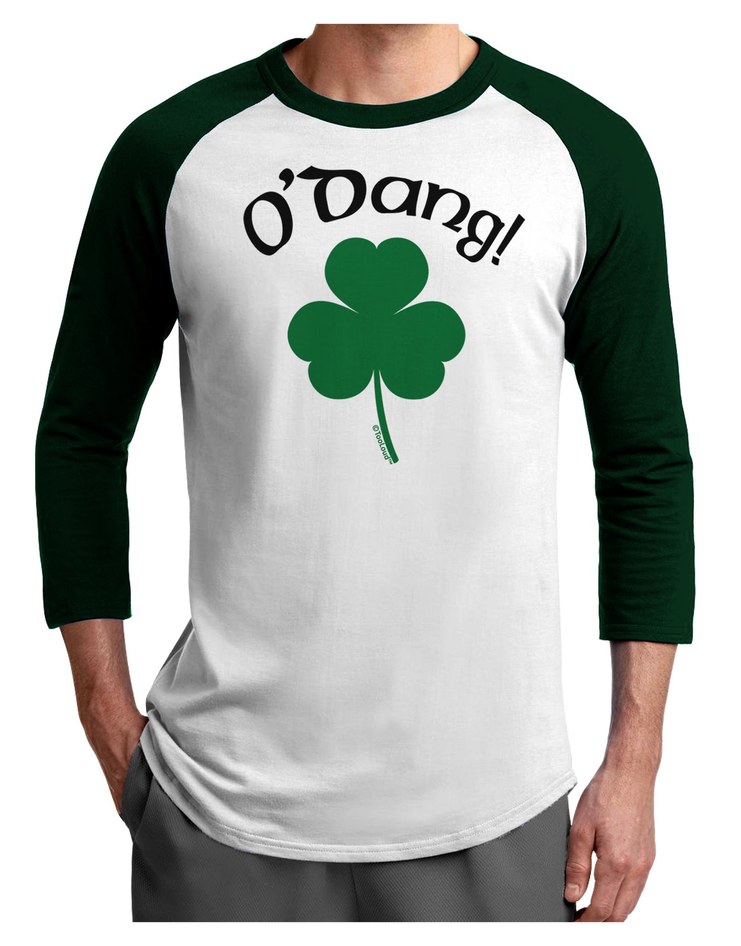 O'Dang - St Patrick's Day Adult Raglan Shirt-Raglan Shirt-TooLoud-White-Forest-X-Small-Davson Sales