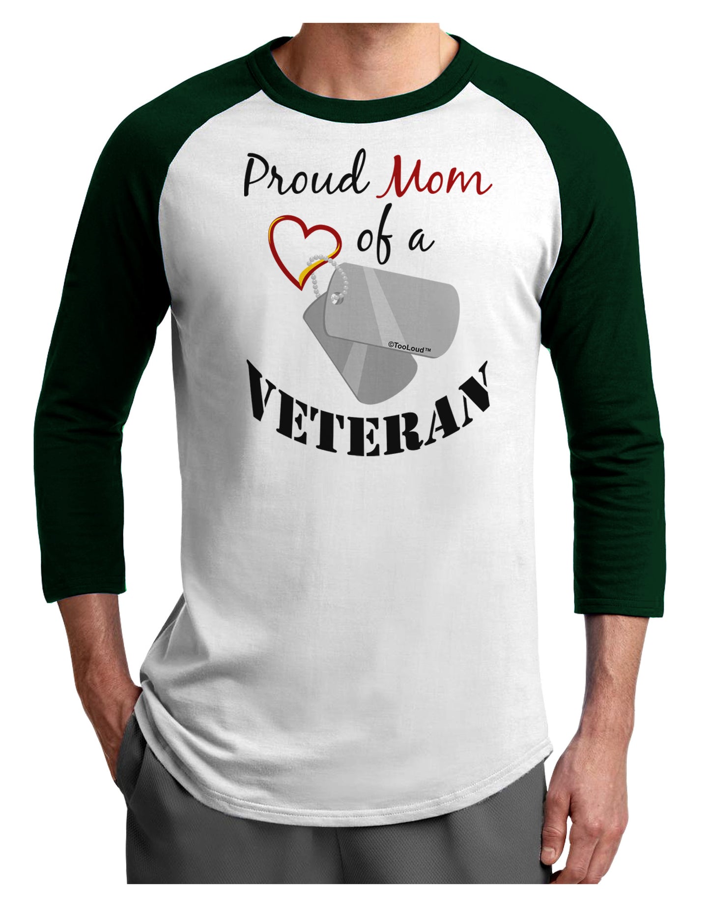 Mom of Veteran Adult Raglan Shirt-Raglan Shirt-TooLoud-White-Forest-X-Small-Davson Sales