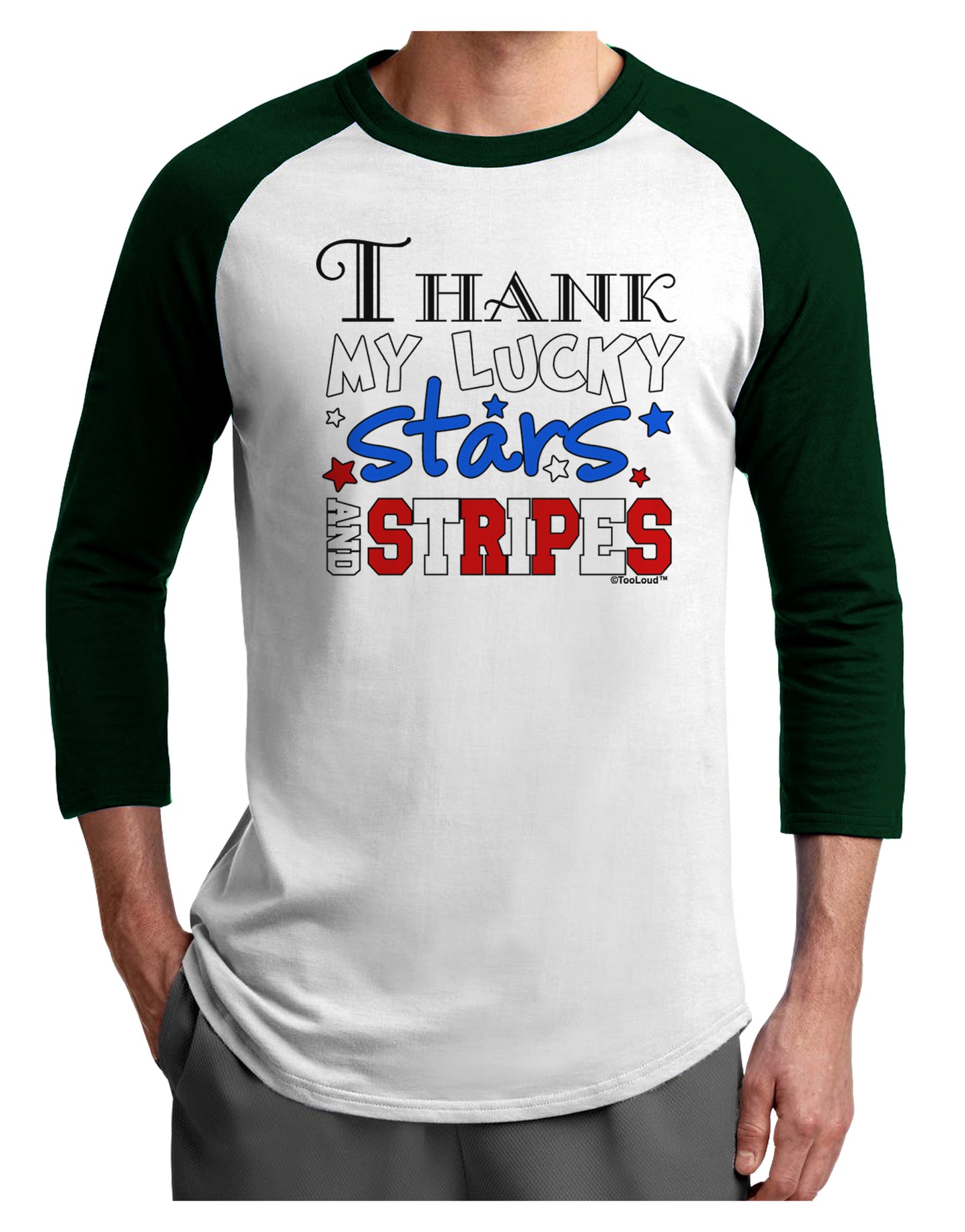 Thank My Lucky Stars and Stripes Color Adult Raglan Shirt by TooLoud-TooLoud-White-Forest-X-Small-Davson Sales