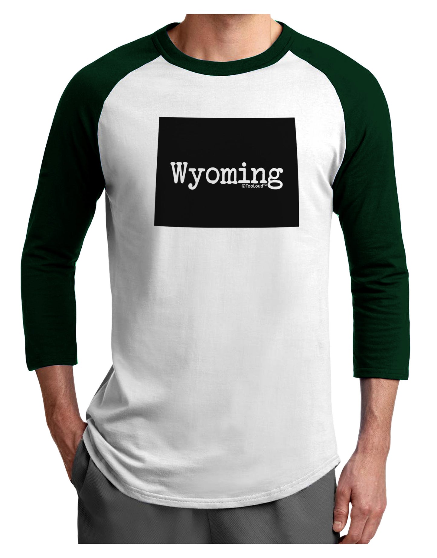 TooLoud Wyoming - United States Shape Adult Raglan Shirt-Raglan Shirt-TooLoud-White-Forest-X-Small-Davson Sales
