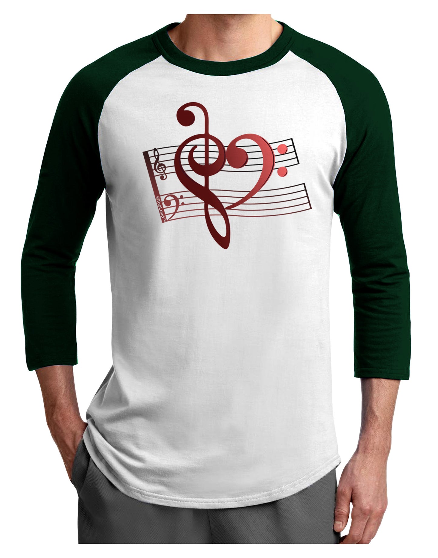Heart Sheet Music Adult Raglan Shirt-Raglan Shirt-TooLoud-White-Forest-X-Small-Davson Sales