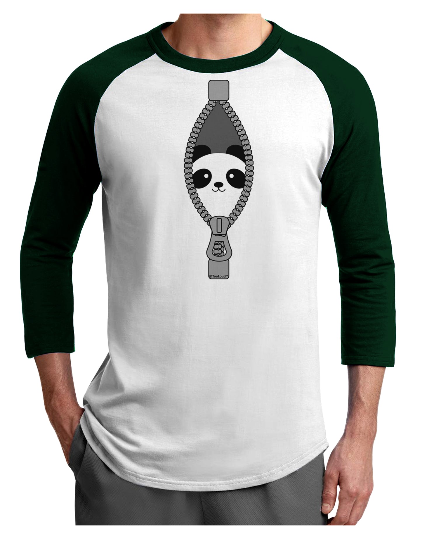 Funny Panda Peeking Out of Zipper Adult Raglan Shirt by TooLoud-TooLoud-White-Forest-X-Small-Davson Sales