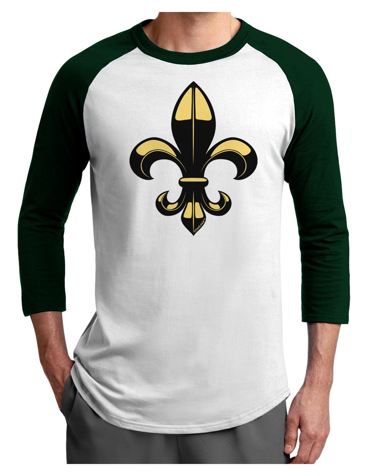 Golden Fleur de Lis Adult Raglan Shirt-Raglan Shirt-TooLoud-White-Forest-X-Small-Davson Sales