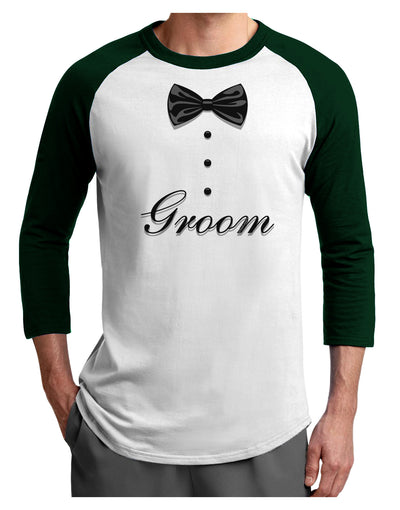 Tuxedo - Groom Adult Raglan Shirt-Raglan Shirt-TooLoud-White-Forest-X-Small-Davson Sales