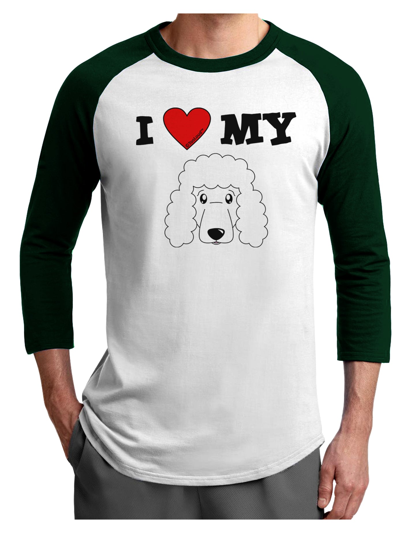 I Heart My - Cute Poodle Dog - White Adult Raglan Shirt by TooLoud-TooLoud-White-Forest-X-Small-Davson Sales