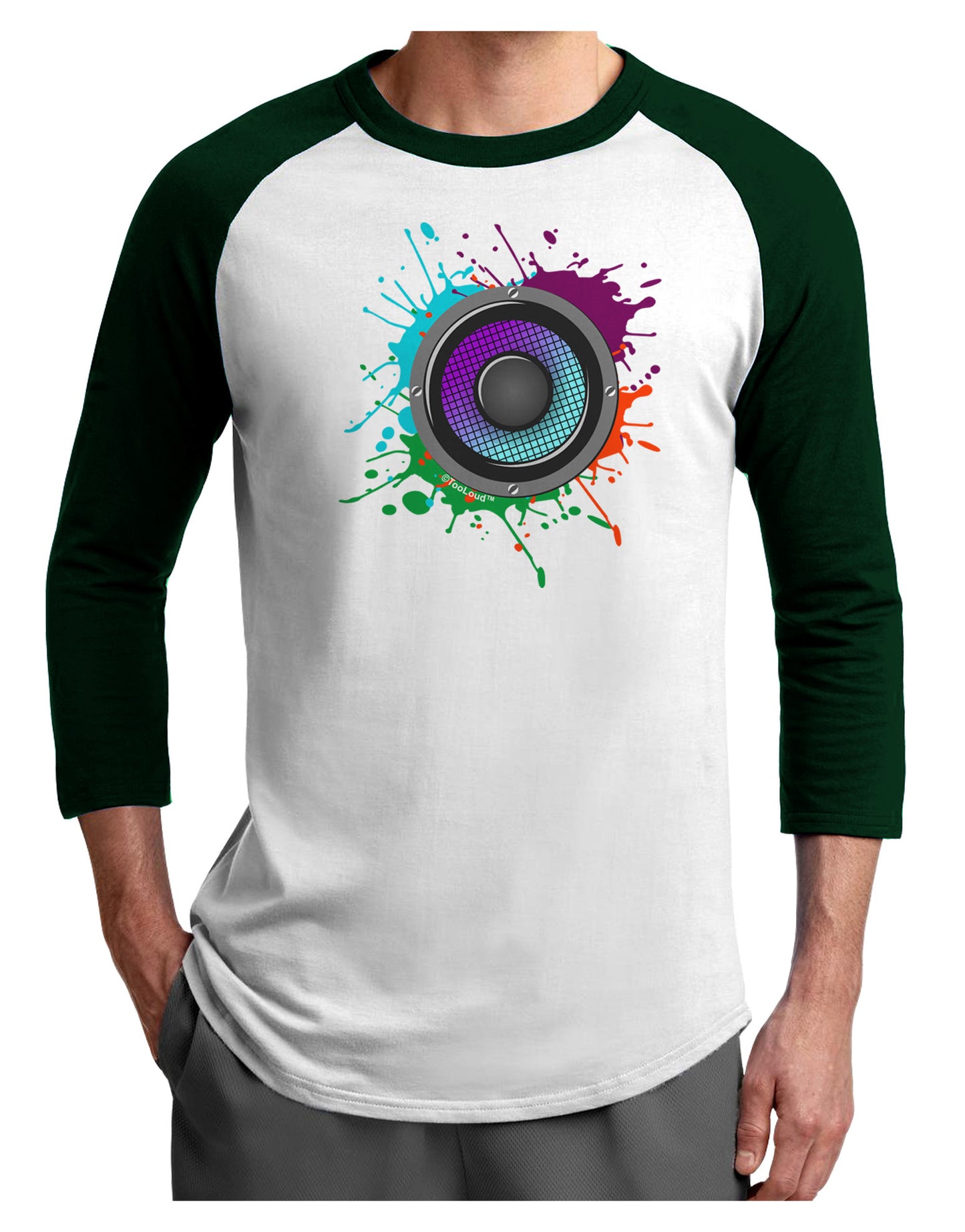 Paint Splatter Speaker Adult Raglan Shirt-Raglan Shirt-TooLoud-White-Forest-X-Small-Davson Sales